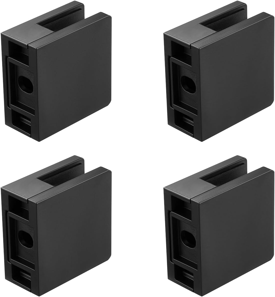 VEVOR Glass Clamp 40PCS Square 304 Stainless Steel Bracket for 0.31"-0.47" Tempered Glass, Black for Balcony Garden Deck Stair