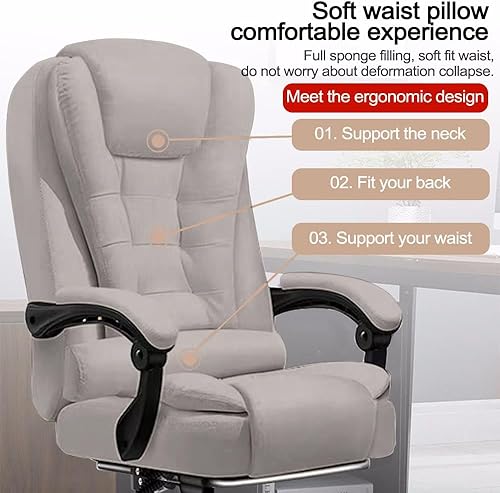 Miniatura 5 de Silla de oficina grande y alta, silla de escritorio ejecutiva con reposapiés, sillas de oficina ergonómicas de cuero con respaldo alto, silla de