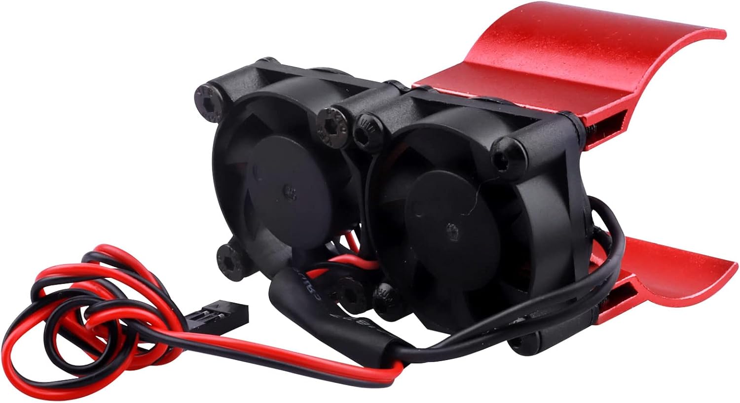 RC Motor Fan Radiator Aluminum Thermal Sensor Heat Sink Twin Cooling Fans for 1/10 RC Car 540/550 Traxxas Axial Redcat HSP HPI Wltoys Himoto Tamiya (Black)