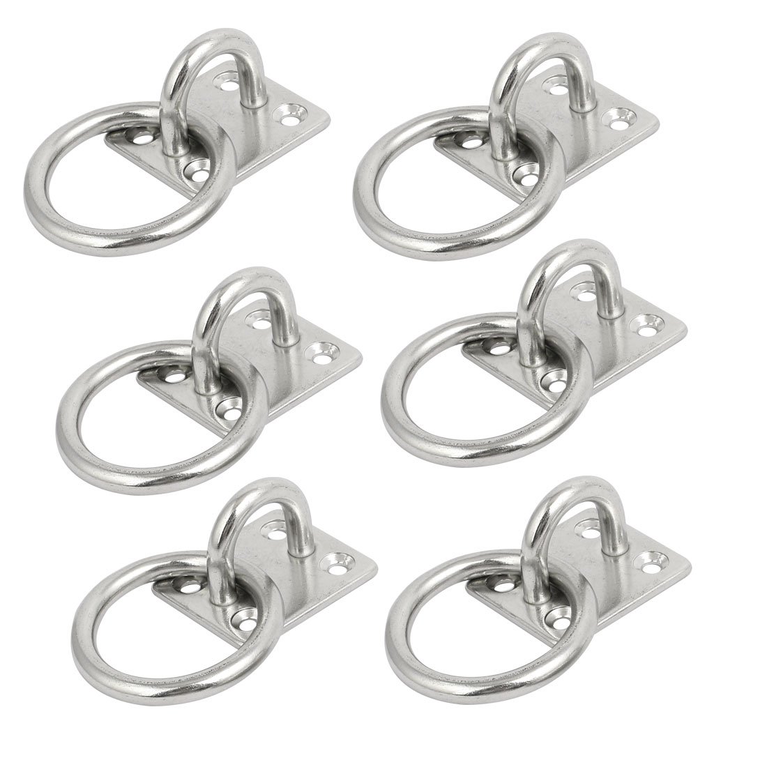 Aexit 304 Stainless Home Hardware Steel 6mm Thickness Ring Square Shape Fixed Pad Eye Plate 6pcs Model:37as323qo48