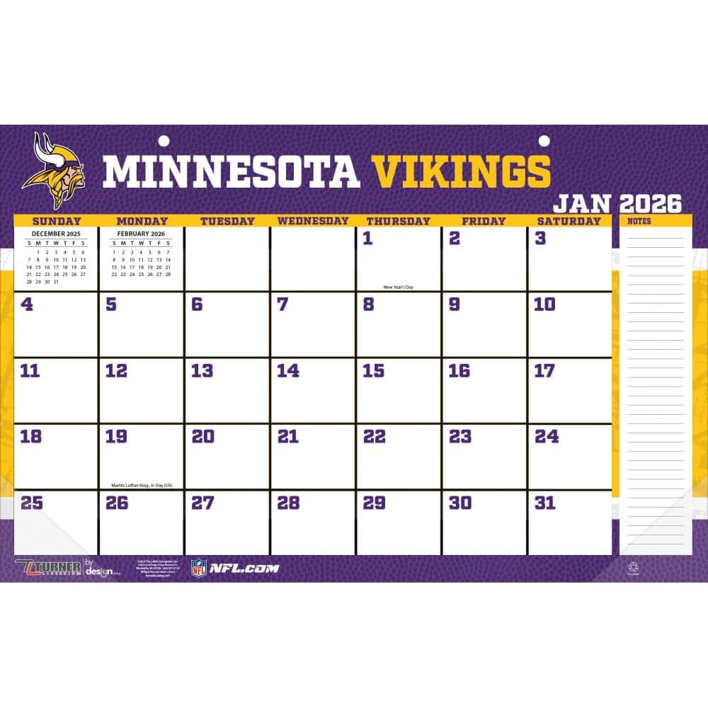 TURNER SPORTS Minnesota Vikings 2026 17x11 Desk Calendar (26998901044)