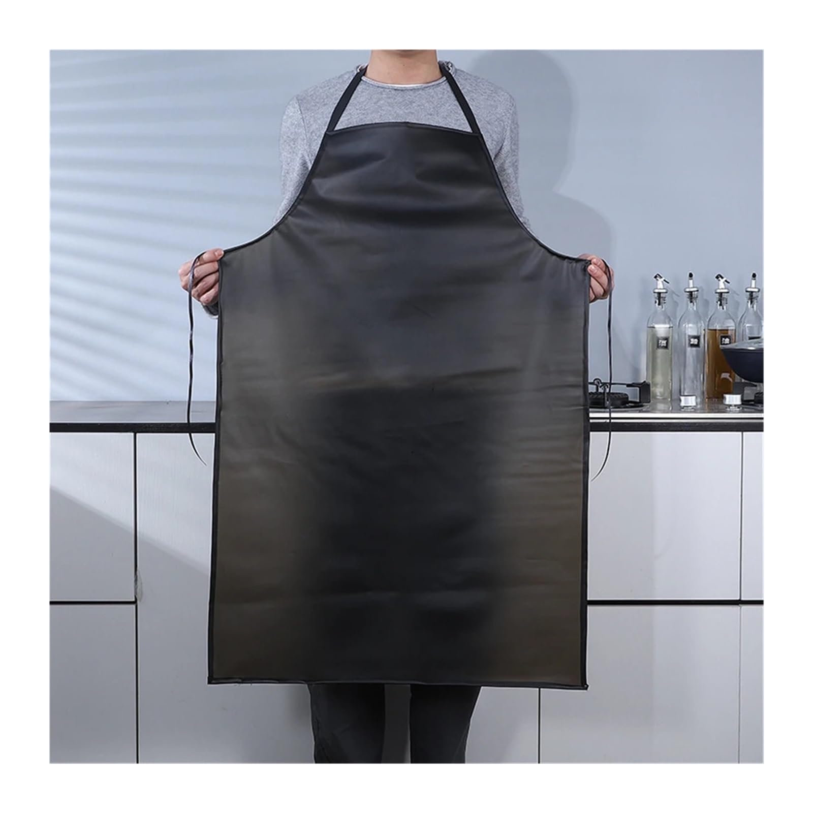 Générique Tablier imperméable à l'huile for Hommes et Femmes, Travail en PVC Noir, hôtel, boucherie Aquatique, Chef Alimentaire for Nettoyeur de Cuisine(XL 120x65cm)