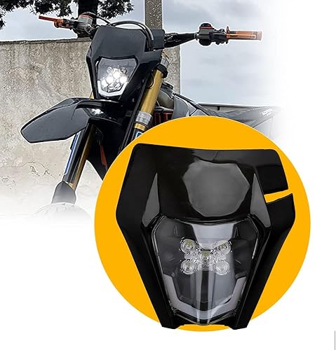 JFG RACING - Kit de faro delantero LED universal para la mayoría de motocicletas, motocross, minimotos y cuatrimotos (negro)