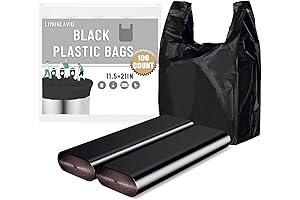 LimonLaviu Plastic Bags Black Plastic Shopping Bags with Handles