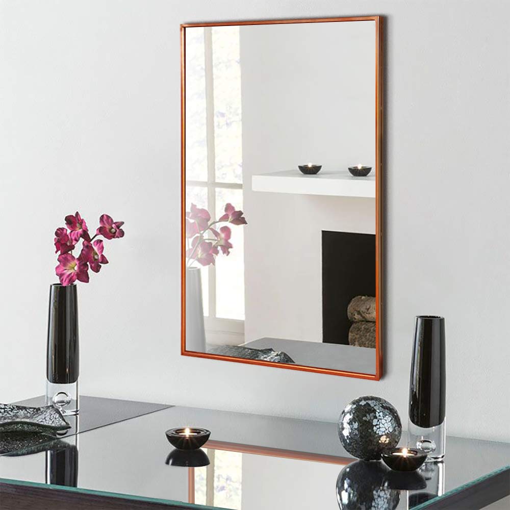 Specchio da Parete Grande in Metallo - 70 x 50cm - Metallo Placcato - Oro Rosa