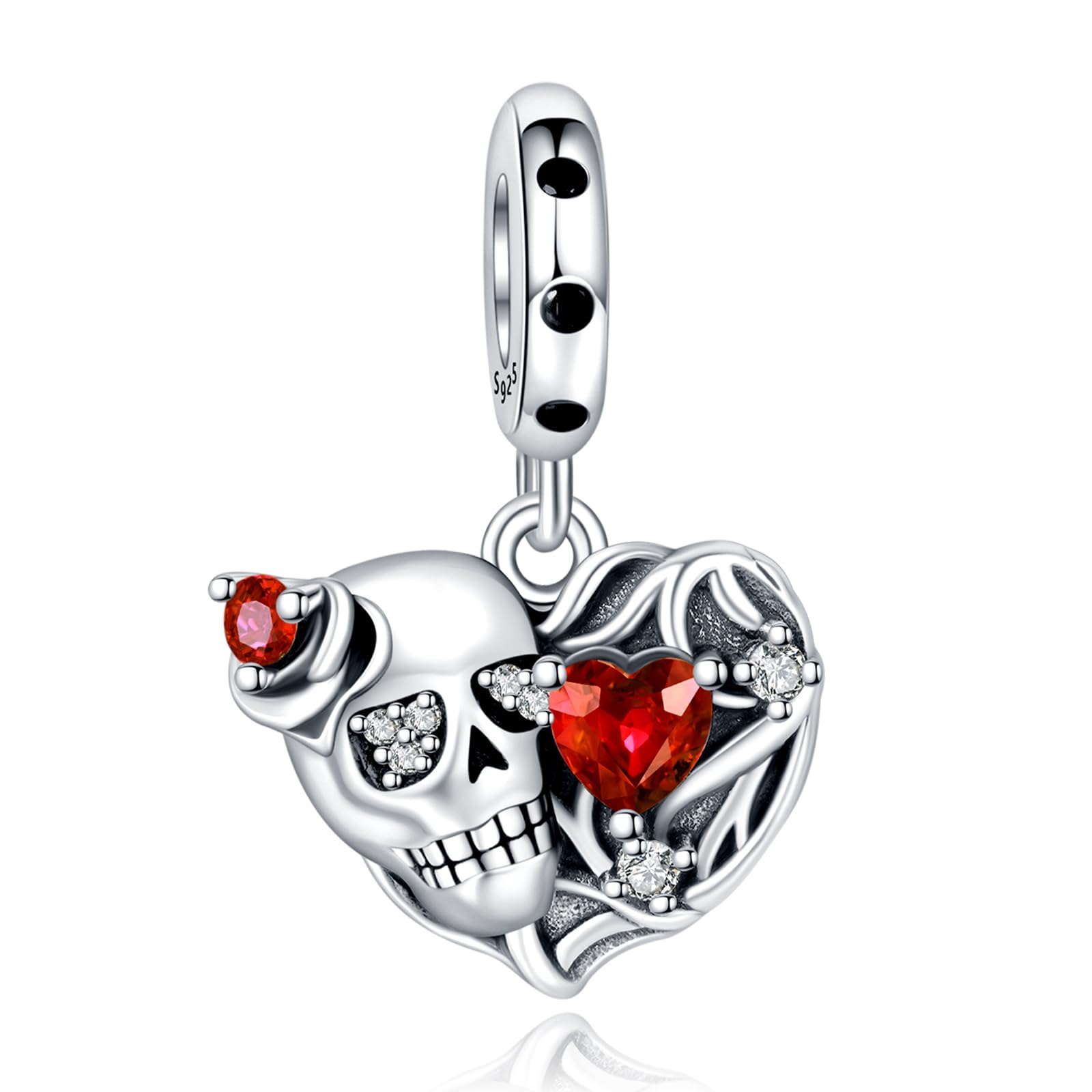 925 Sterling Silver Charm Femmes Bracelets Collier Crâne Coeur Pendentif Rubis Pendentif Coeur Or Rose bicolore Interlock Double Étoiles & Lune Clé Aile d'Ange Amour Pensée