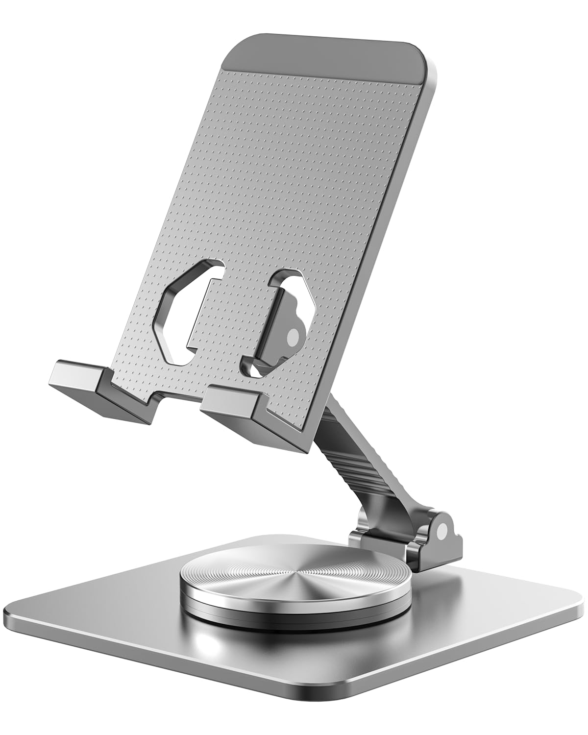 SOJUNER Rotating Aluminum Cell Phone Stand for Desk, Tablet Stand Compatible with 4-9.7in Phones and iPad, Grey