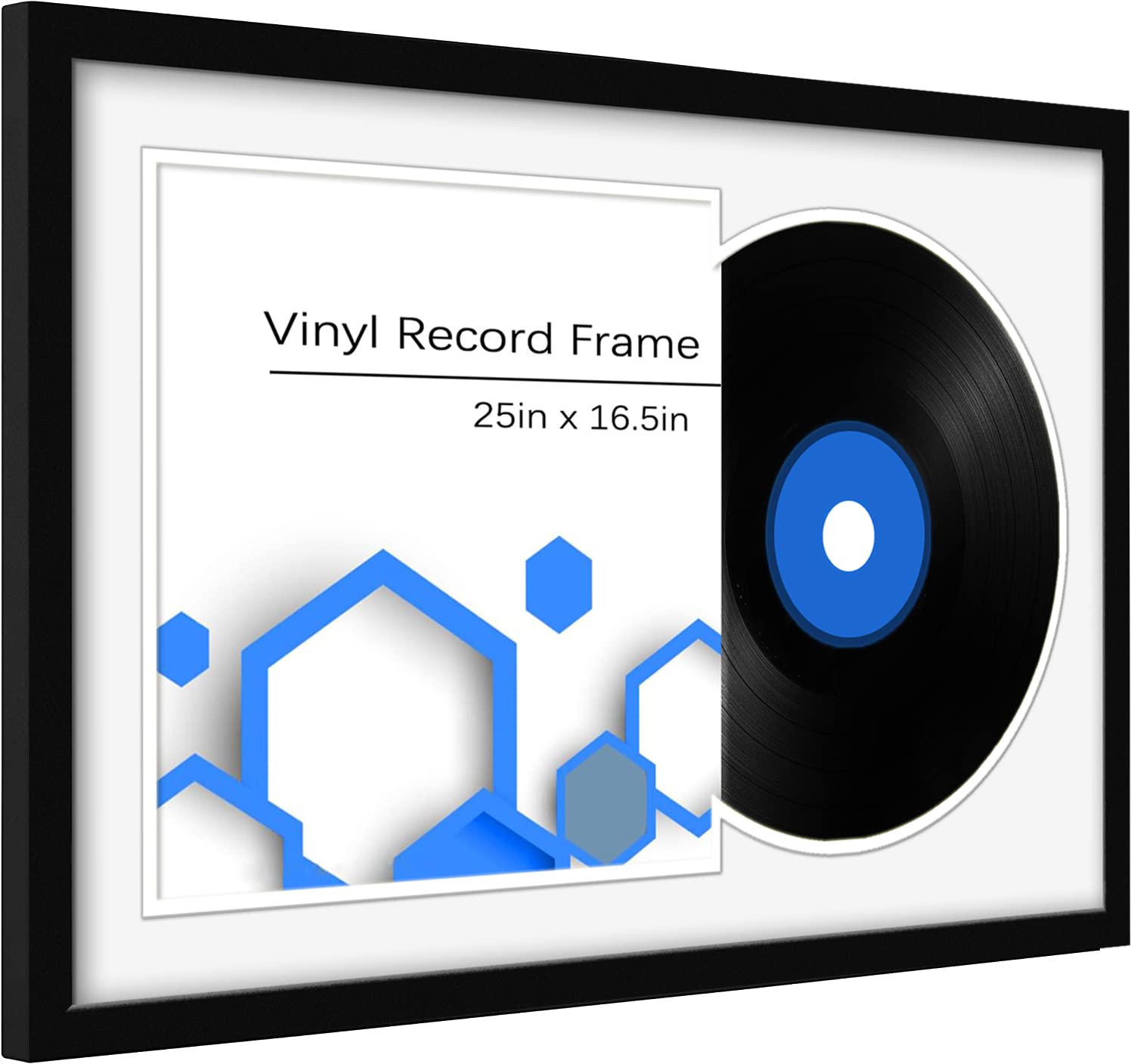 Expositor de discos de vinilo, marco de álbum con alfombrilla inferior blanca, paquete de 4