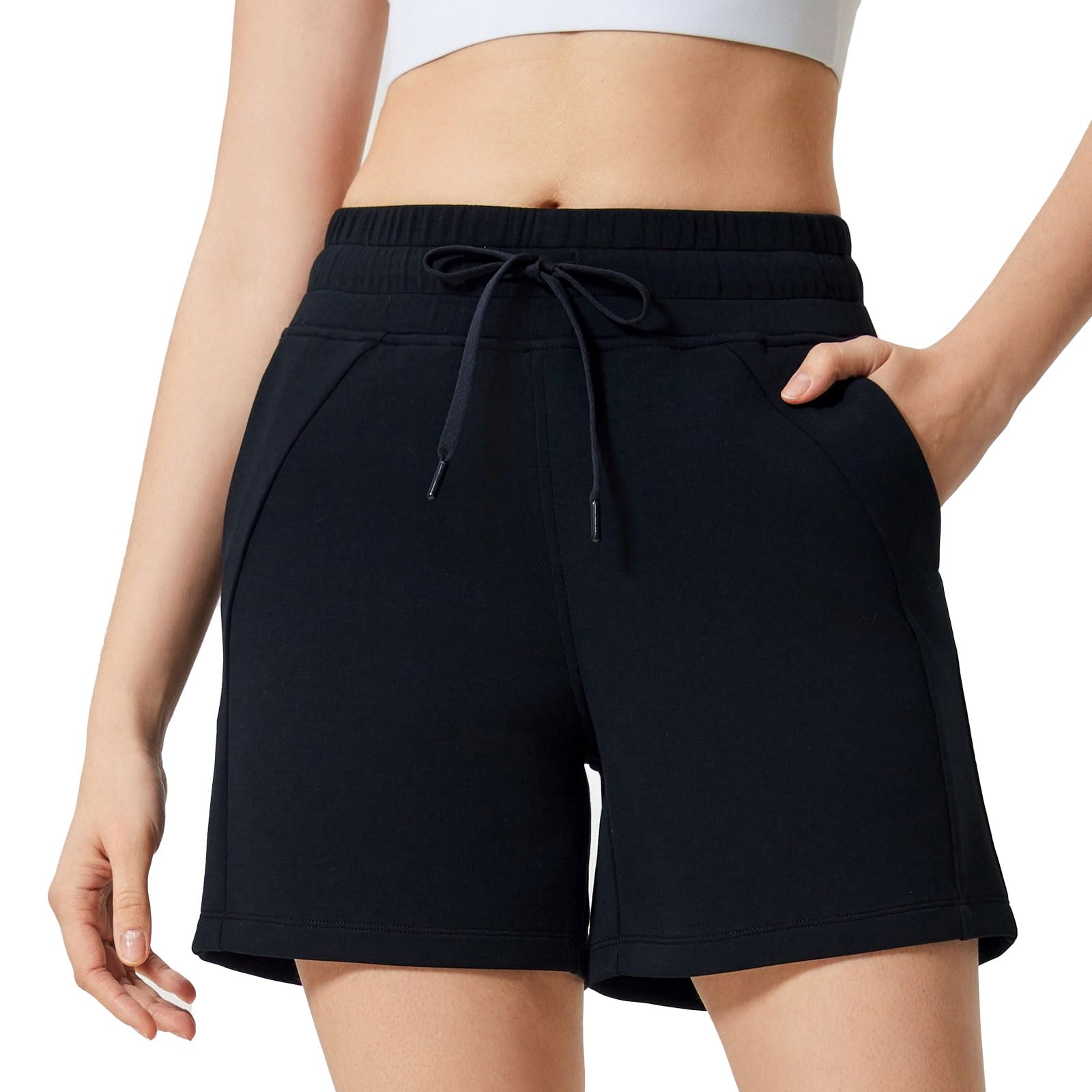 altiland Women's Scuba Sweat Shorts, Comfy Athletic Lounge Casual Shorts with Pockets 5 Inches