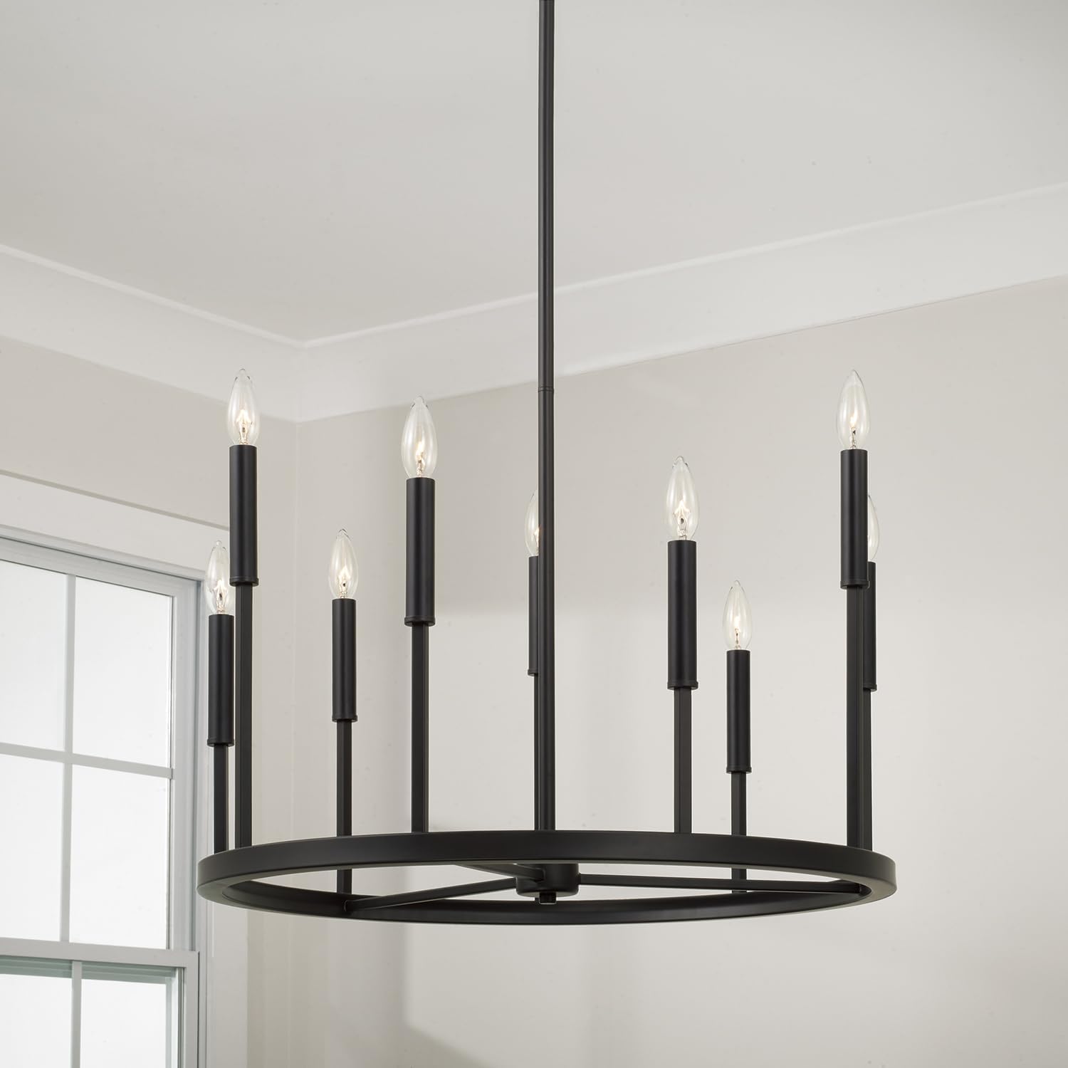 Capital Lighting 458381ER Davis Transitional Ring Candle Chandelier, 9-Light 540 Total Watts, 24" H x 26" W, Espresso and Brass
