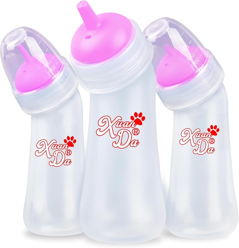 Mamadeira para Gatos e Filhotes Xuanda com Bico Angulado, 3 Tamanhos, 90 mL, Pacote com 3