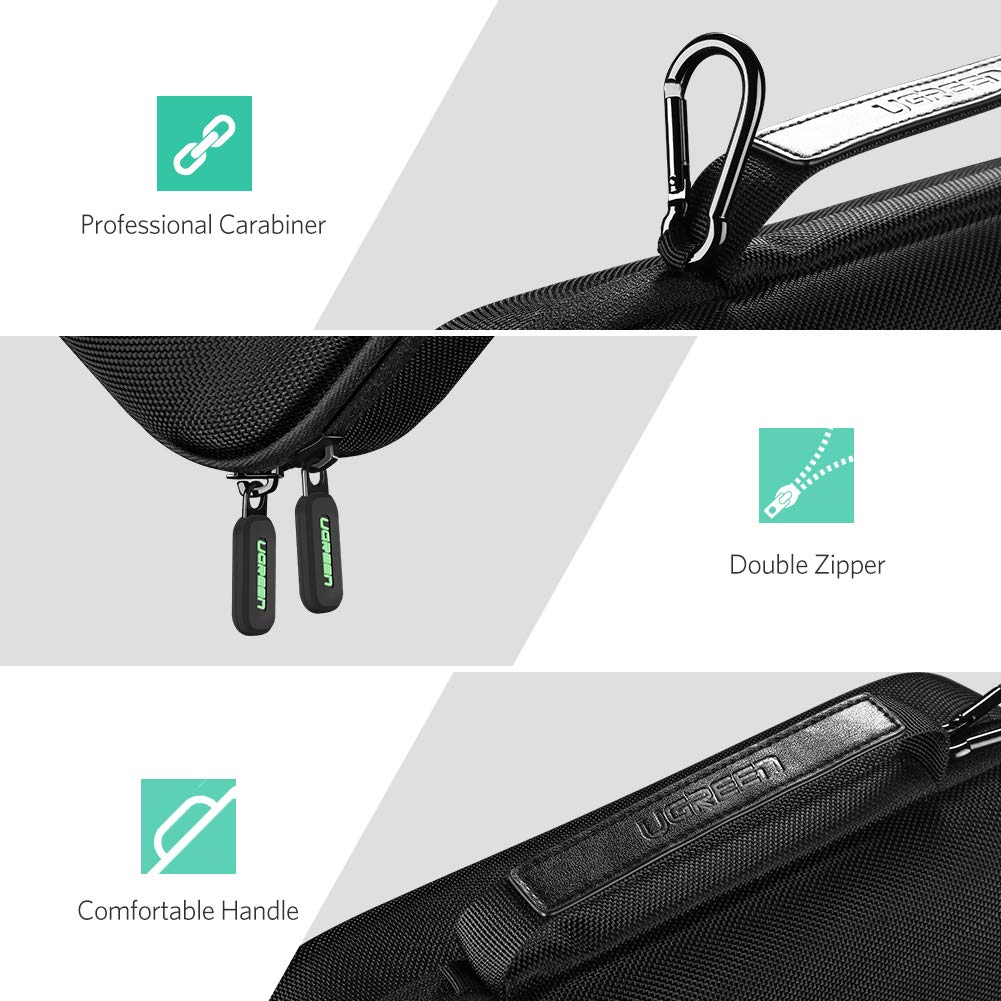 UGREEN Custodia Rigida per Nintendo Switch Borsa in EVA Antiurto con Maniglia per 1 Console, 2 Joy-Con (L e R), 10 Cartucce di Giochi, Adattatore di Alimentazione e Altri Accessori Digitali, etc.