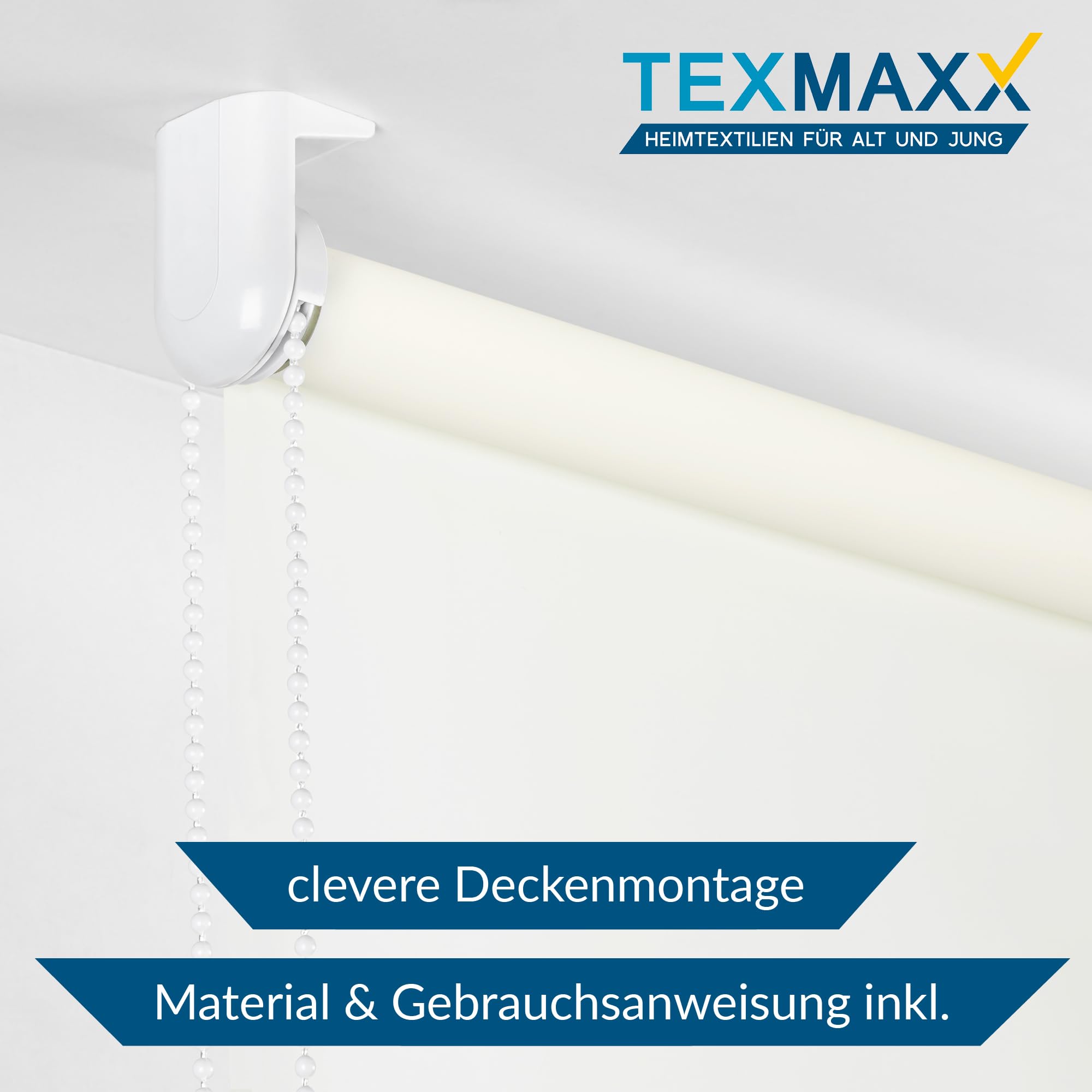 TEXMAXX® Duschrollo für Badewanne mit Seitenzug - Verschiedene Breiten/Duschvorhang Badewanne/Badewannenvorhang/Badewanne Vorhang - 140cm breit x 240cm inkl. Zubehör - Beige