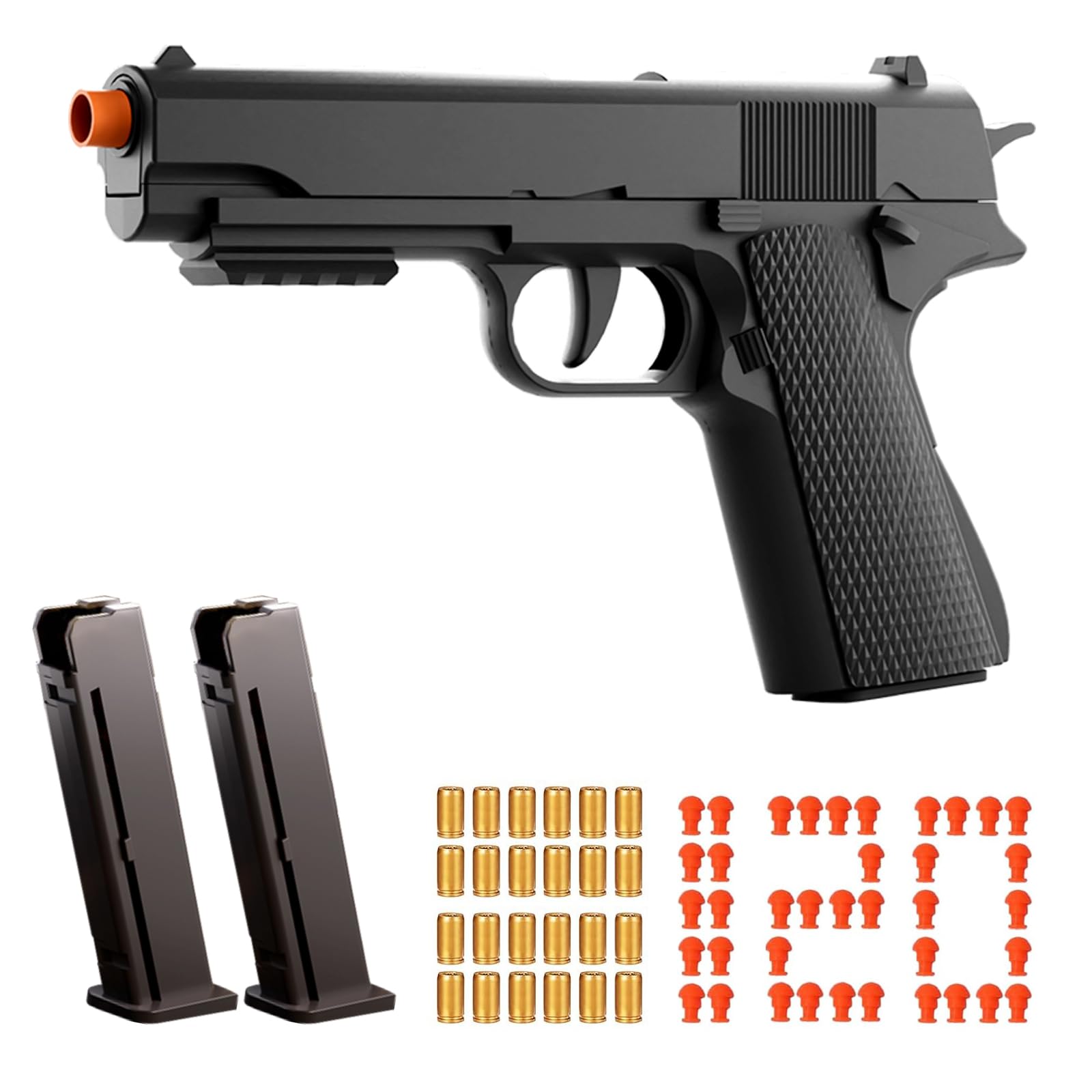 Toy Gun, Children's Soft Toy Guns, 24shells120 Soft Bullets, Empty Shell Toy Guns, Christmas and Birthday Gifts (1911 Black)