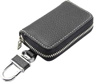 1ピースユニバーサルレザーカーキーケース付きキーリングカージッパーキーバッグウォレットポケットホルダー用男性女性使用ブラッククリエイティブで便利 質が高い 耐久性