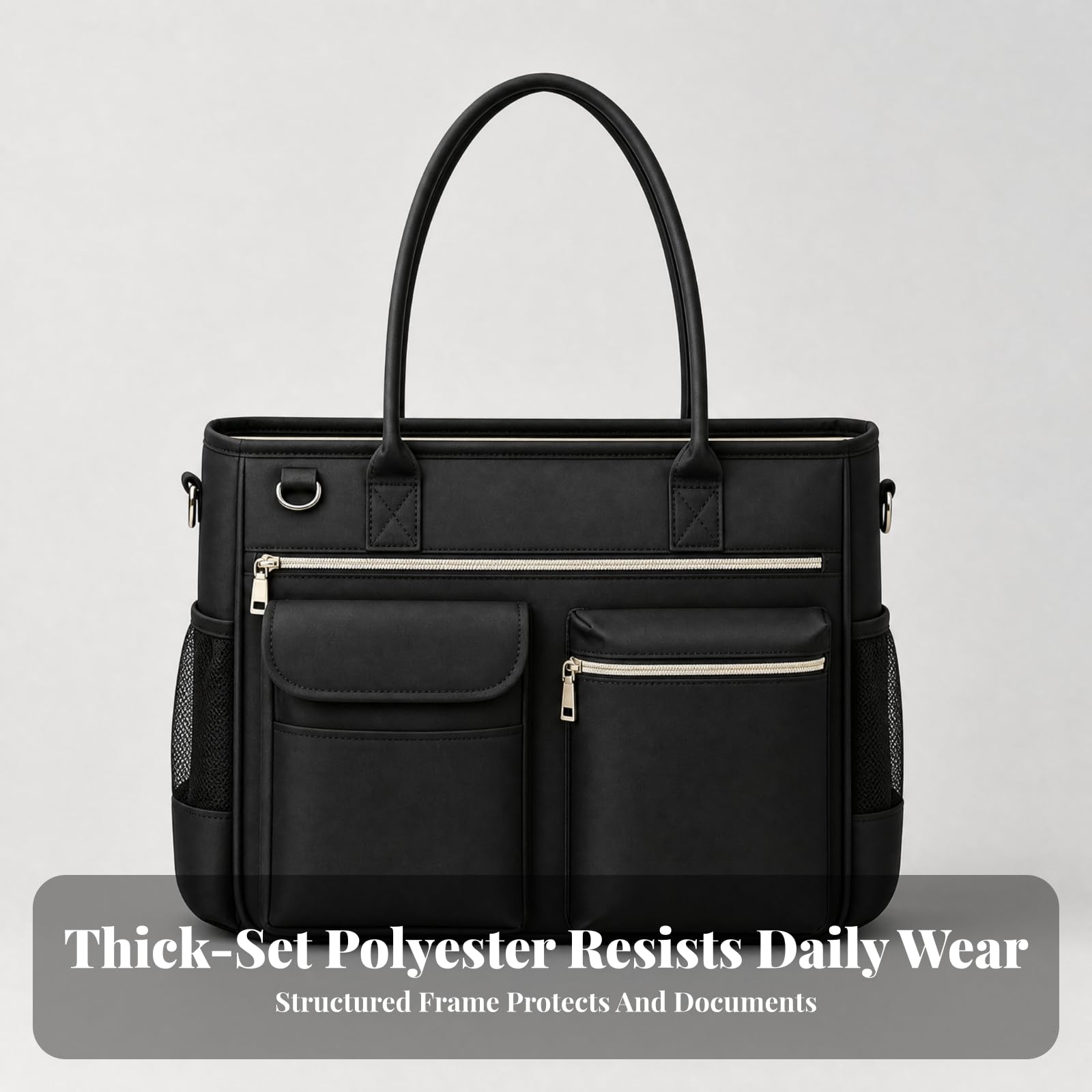 Laptoptasche mit reißverschlussfach strukturiert Polyester-Tote-Tasche Computertasche für Lehrer, Krankenschwestern, Büro,