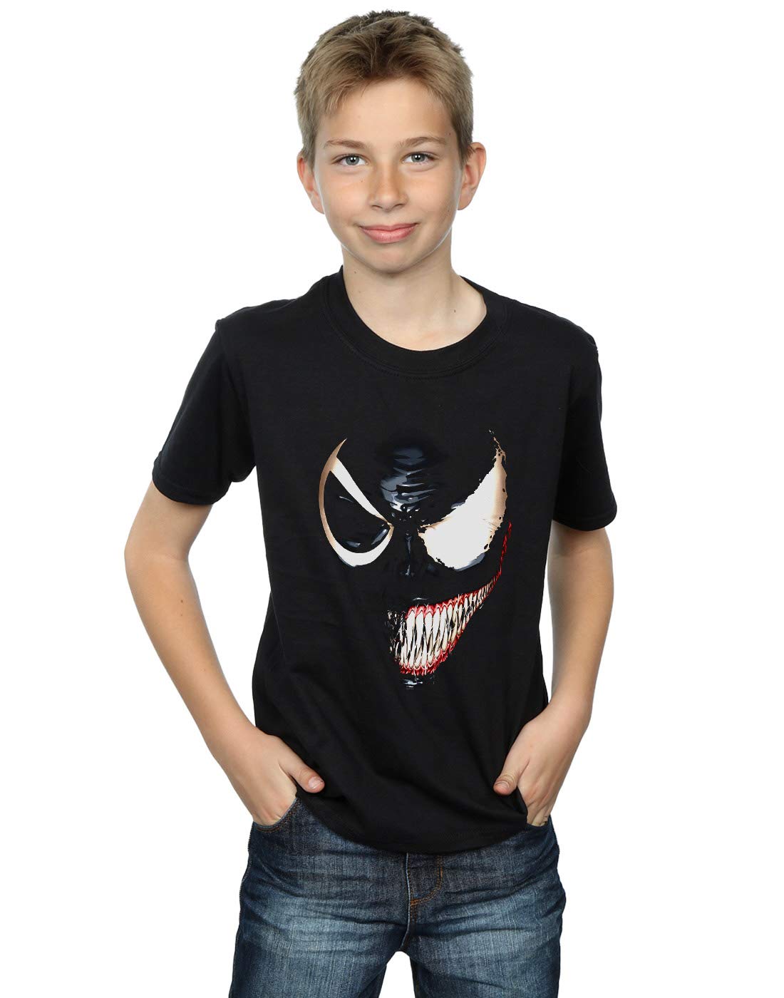 Marvel Boys Venom Split Face T-Shirt Black 3-4 Years