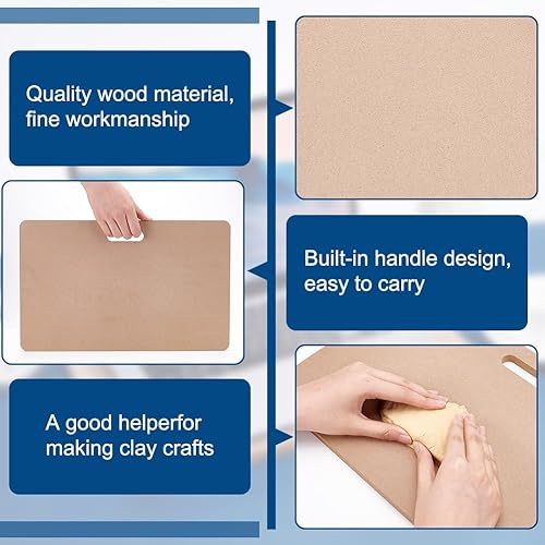 Miniatura 4 de BENECREAT Tabla de cuña de arcilla portátil de 15.7 x 9.8 pulgadas, tablero de arcilla suave con mango integrado para cerámica, manualidades de