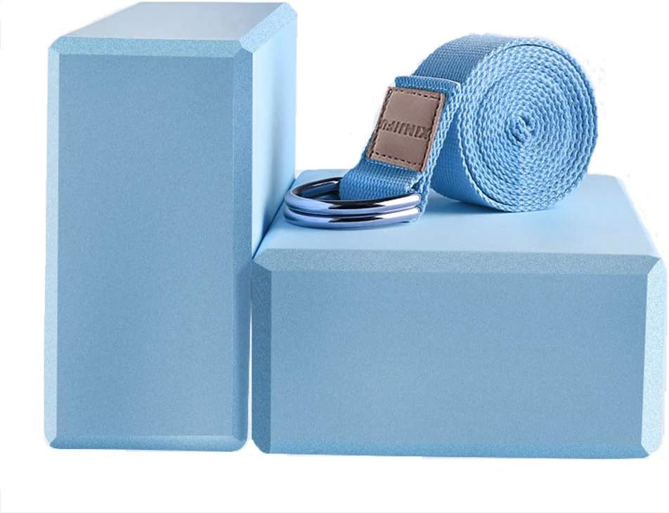 MEISONG Yoga Blocks 2 Pack Set - (Yoga Block with 1 Yoga Strap) High Density Soft EVA Foam Block for Yoga, General Fitness, Pilates, Stretching and Toning Workouts : Sports & Outdoors