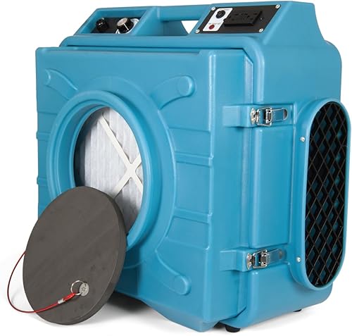 Depurador de aire HEPA con salidas GFCI para cadena Daisy  14 HP, 675 CFM, 2.2A  Restauración de daños por agua, salas de cultivo  PA-600-HAS  Azul
