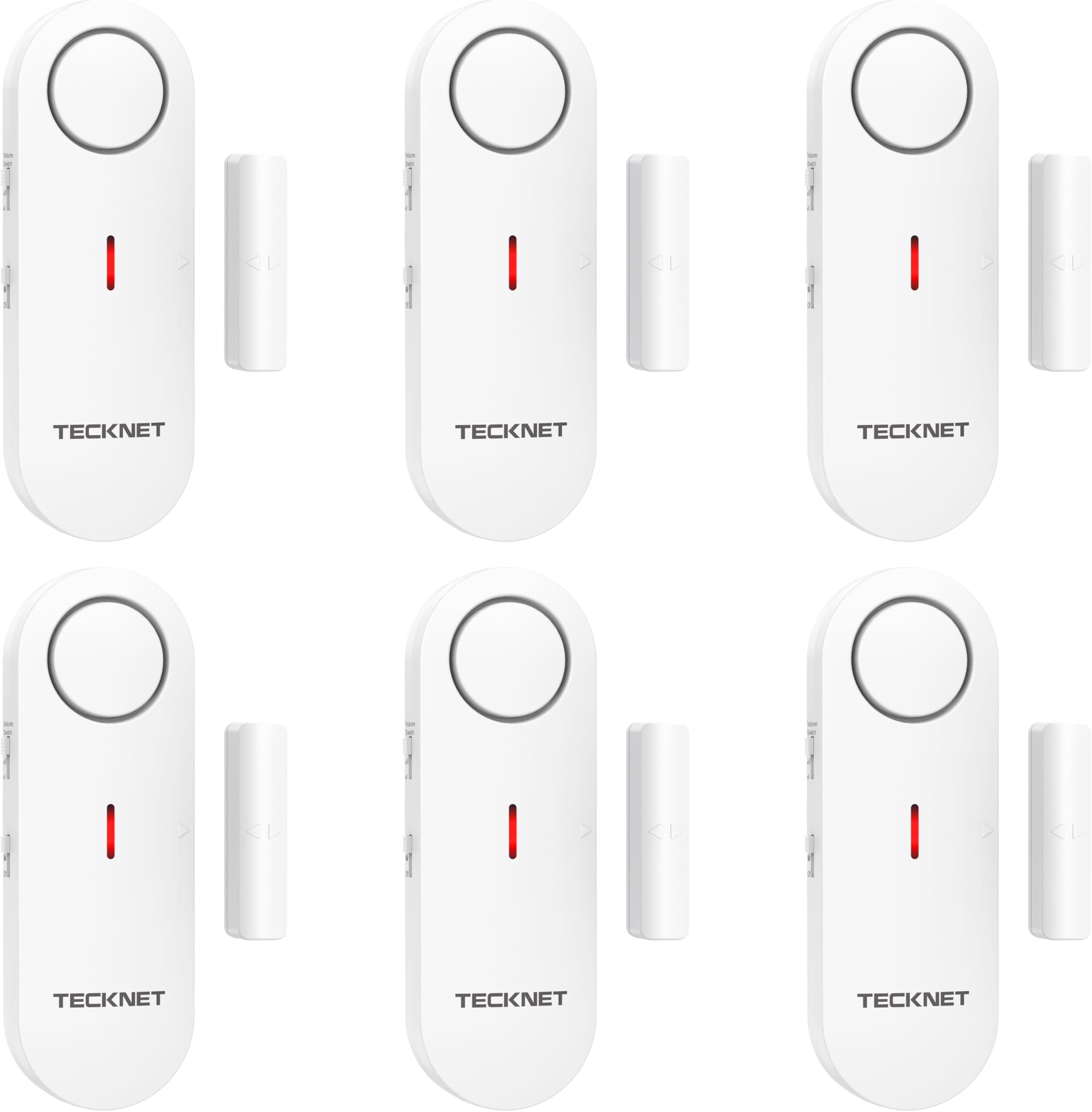TECKNET Door Alarm Sensor, Mini Window Sensors, Sensor for Home Security Systems with Quick Loud 100dB Ring Alarm, Wireless Burglar Alarms House, Shop, Office, Garage (6 Pack) (HWA01806)
