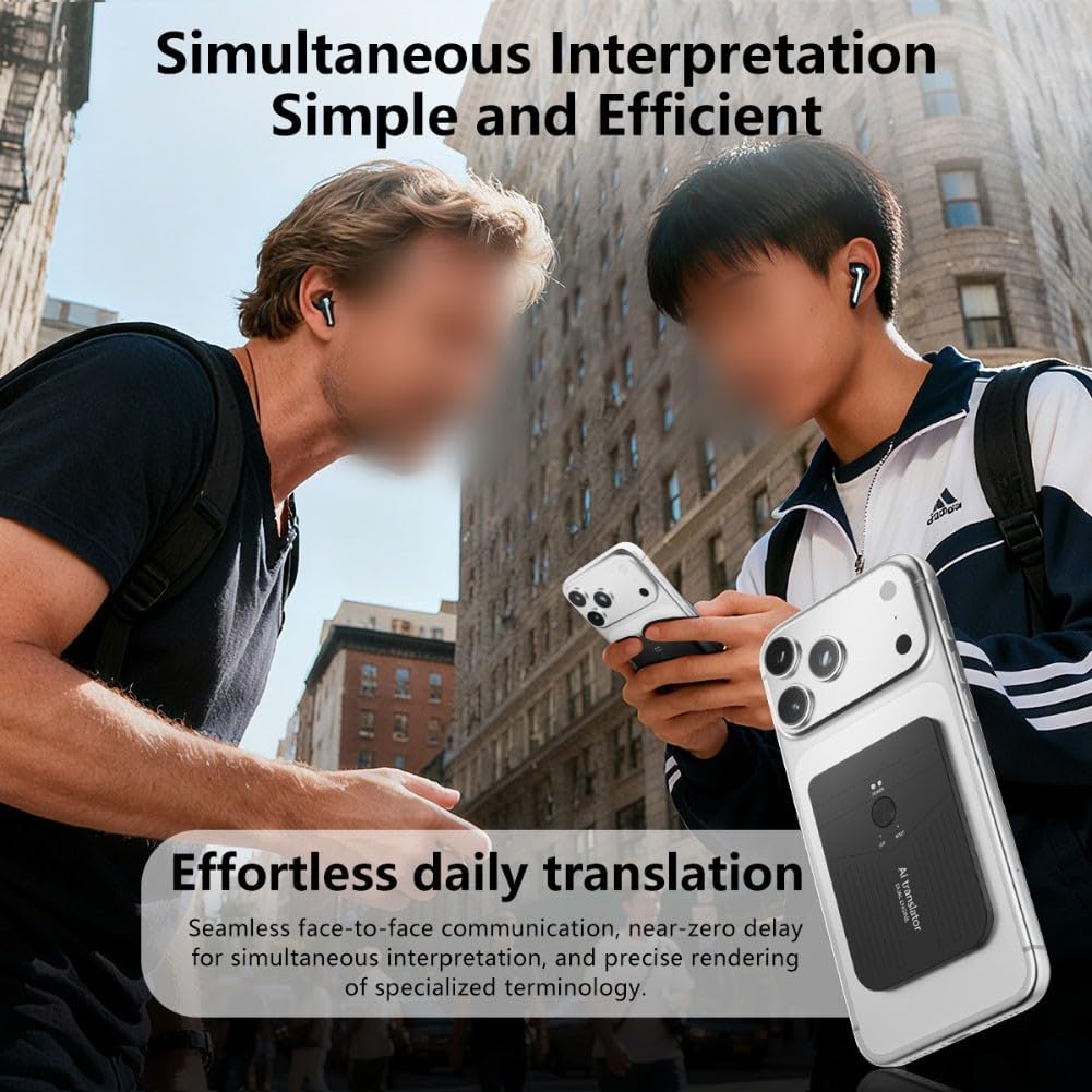 Dispositivo traduttore di lingue AI con oltre 140 lingue, convertitore vocale reale per riunioni di lavoro e viaggi, dispositivo di traduzione offline con traduzione di foto e video, ricarica