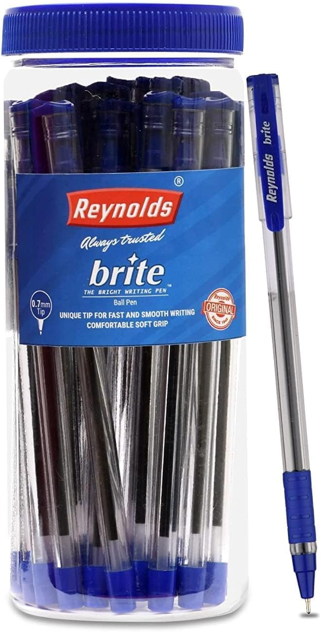 Ball Pen I Lightweight Ball Pen With Comfortable Grip for Extra Smooth Writing I School and Office Stationery | BRITE BP 25 CT JAR - 15 BLUE, 5 BLACK & 5 RED
