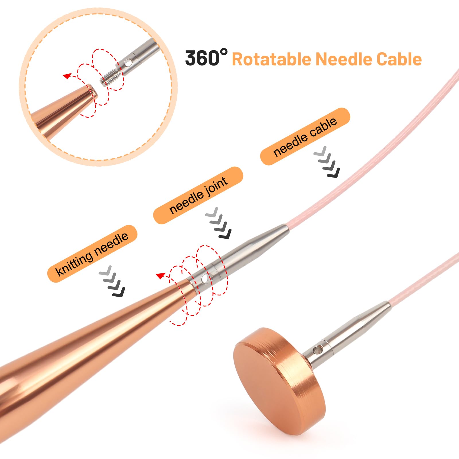 Aeelike Austauschbares Stricknadel-Set, 13 Paar Aluminium-Rundstricknadeln (3,0 mm - 10,0 mm) mit 4 flexiblen Kordeln für Spitzensocken und sperrige Projekte, Reise-Weberei, Geschenk-Set