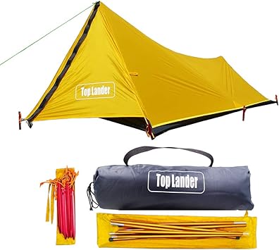 Amazon テント 一人用 軽量 防水 バックパッキング テント 3シーズン キャンプ ハイキング 登山用 防災 緊急 ビバークザック オレンジ Top Lander テント本体