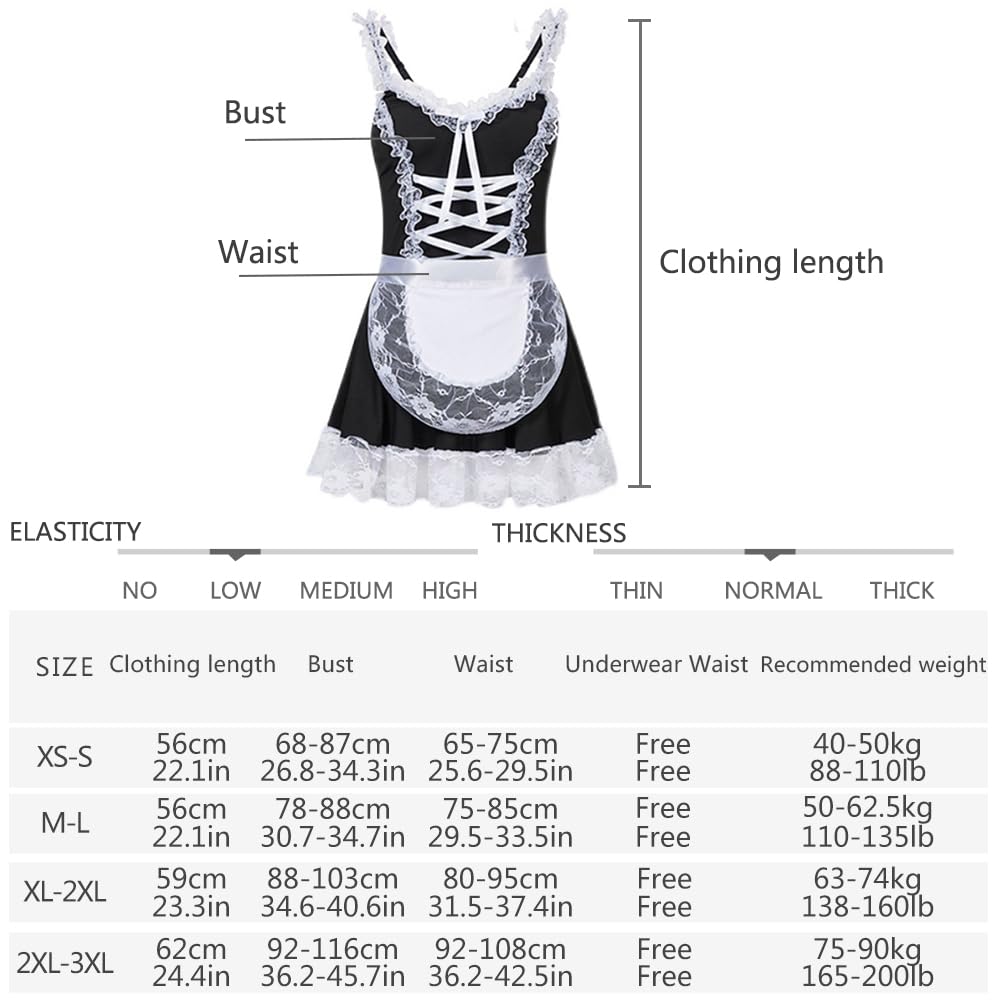 JasmyGirls Costume de soubrette sexy pour femmes – costume de soubrette française de l'anime – costume de costumade – costume de jeu de rôle avec tablier coquin