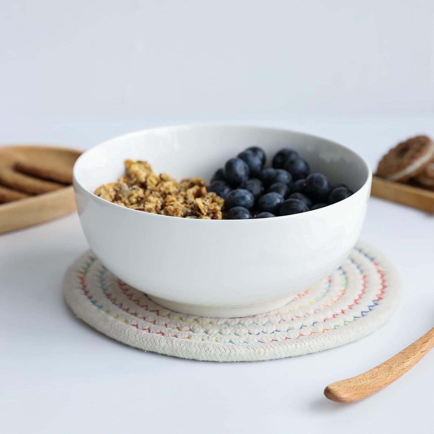  | TGLBT Porcelain Soup Bowl Cereal Bowls 4 Packs, Round Ceramic Oatmeal Bowl for Kitchen Stackable Dishwasher and Microwave Safe, White: Soup Bowls