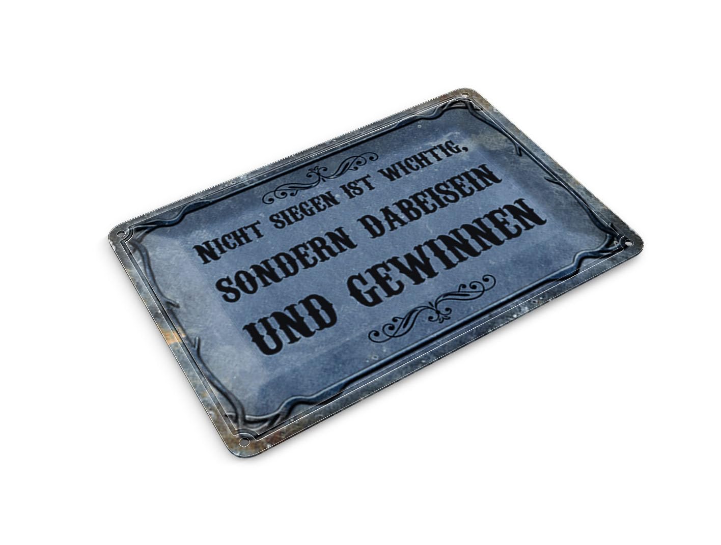 Femer Tin Postcard Saying 14 x 10 cm "nicht siegen ist wichtig sonder [German Language]