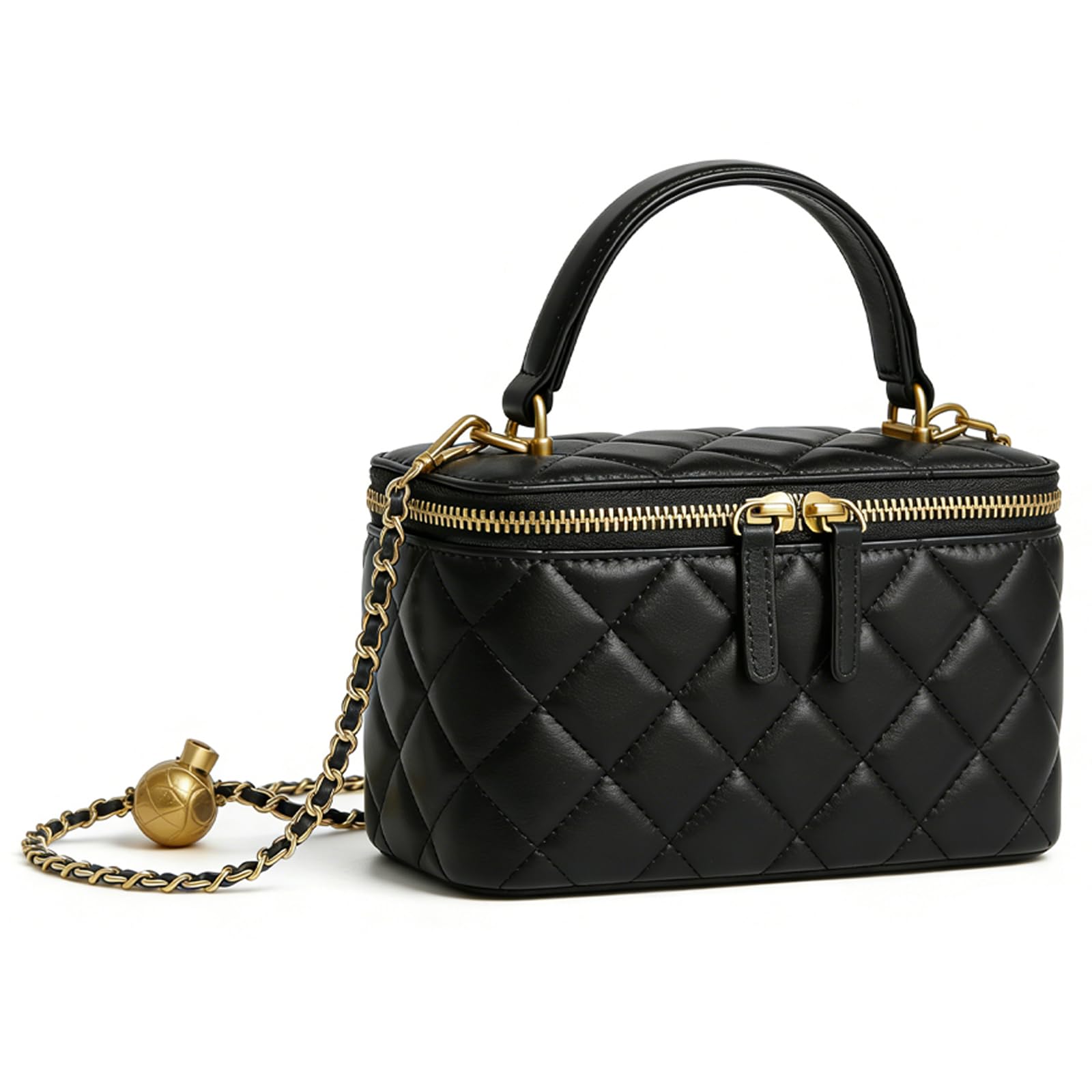 Mini Quilted Crossbody Purse for Women Small Leather Square Box Designer Top Handle Bag Evening Handbag with Chain Strap