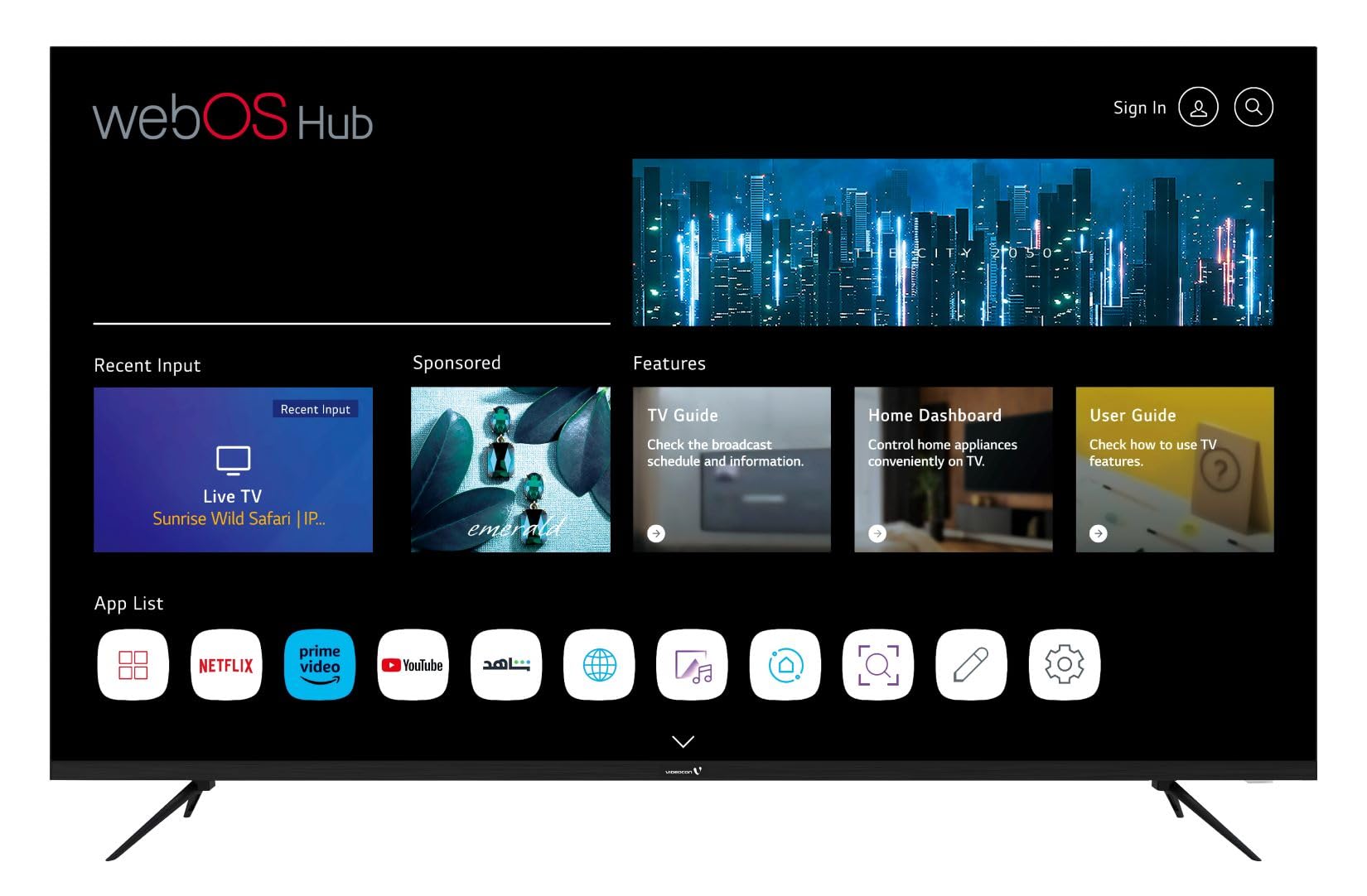 Videocon 65 Inch 4K UHD Powered By LG WebOS Edgeless TV With Magic Remote Dolby Audio And Wall Mount- E65ELWO1100