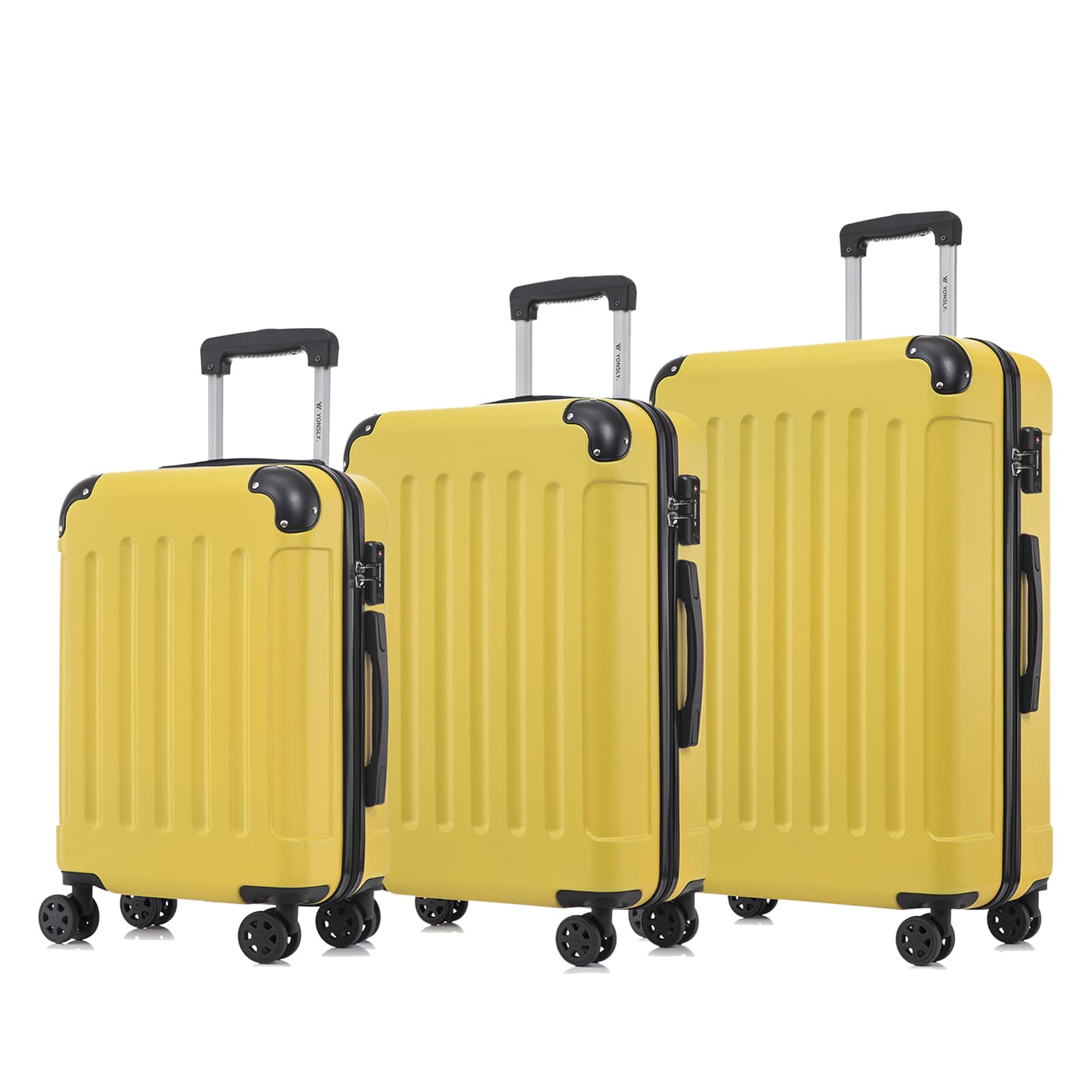 yonsly Koffer Suitcase, Trolley Reisekoffer, Rollkoffer Handgepäck mit 4 Rollen 360°, ABS Hartschalen, Sicherheitsschloss, Weicher Gummigriff, 210D-Futter