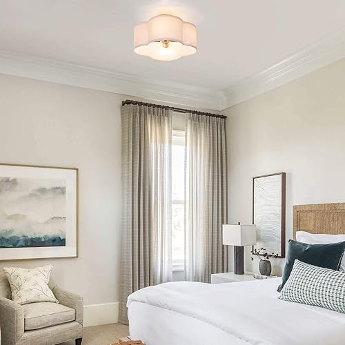 Miniatura 5 de VILUXY Artículo Lámpara de techo de tambor de tela y paquete de apliques de pared de tela