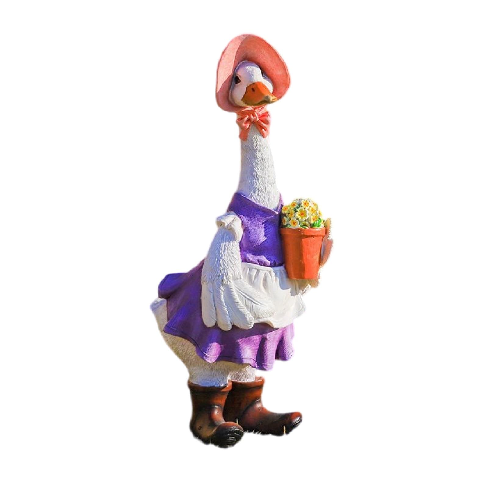 Whbbbj Creative Goose Statue, Funny Goose Garden Figurine, Unique Animal Sculptures, Creative Simulation Animals, for Lawn Patio Porch Yard Decor, Gift for Garden Lovers(B)