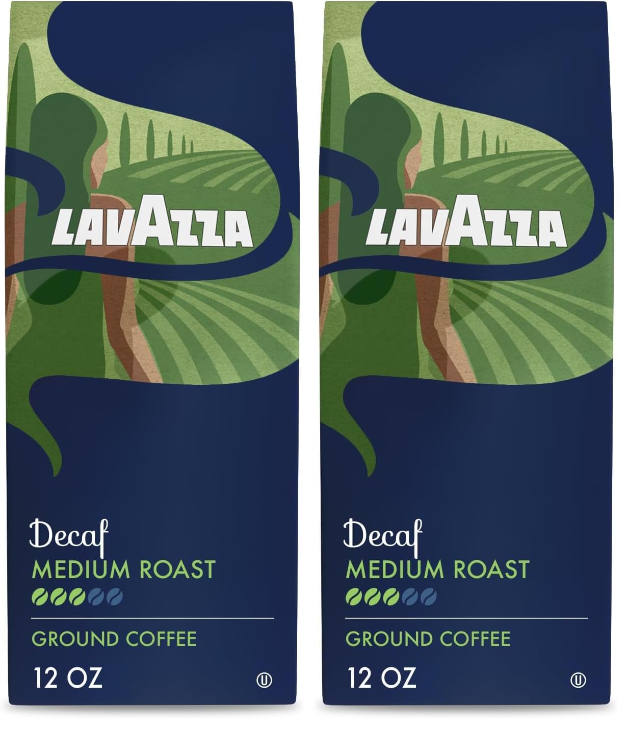 Lavazza Decaf Ground Coffee, Medium Roast, 100% Arabica, 12 oz Bag (Pack of 2)