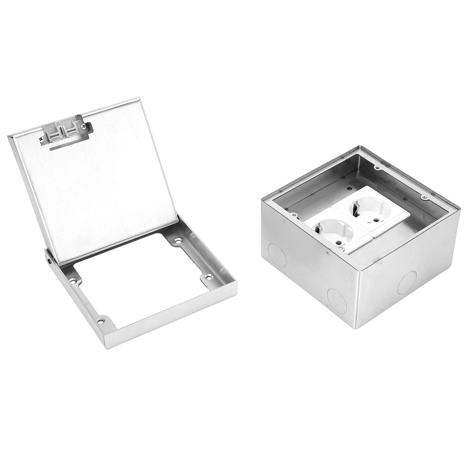 Steckdosenleiste, Wasserdichte Steckdose mit Standard-PC-Bodengehäuse und Edelstahlplatte für Zuhause, Büro, Einkaufszentrum, Geschäft, Eingebettete Installation