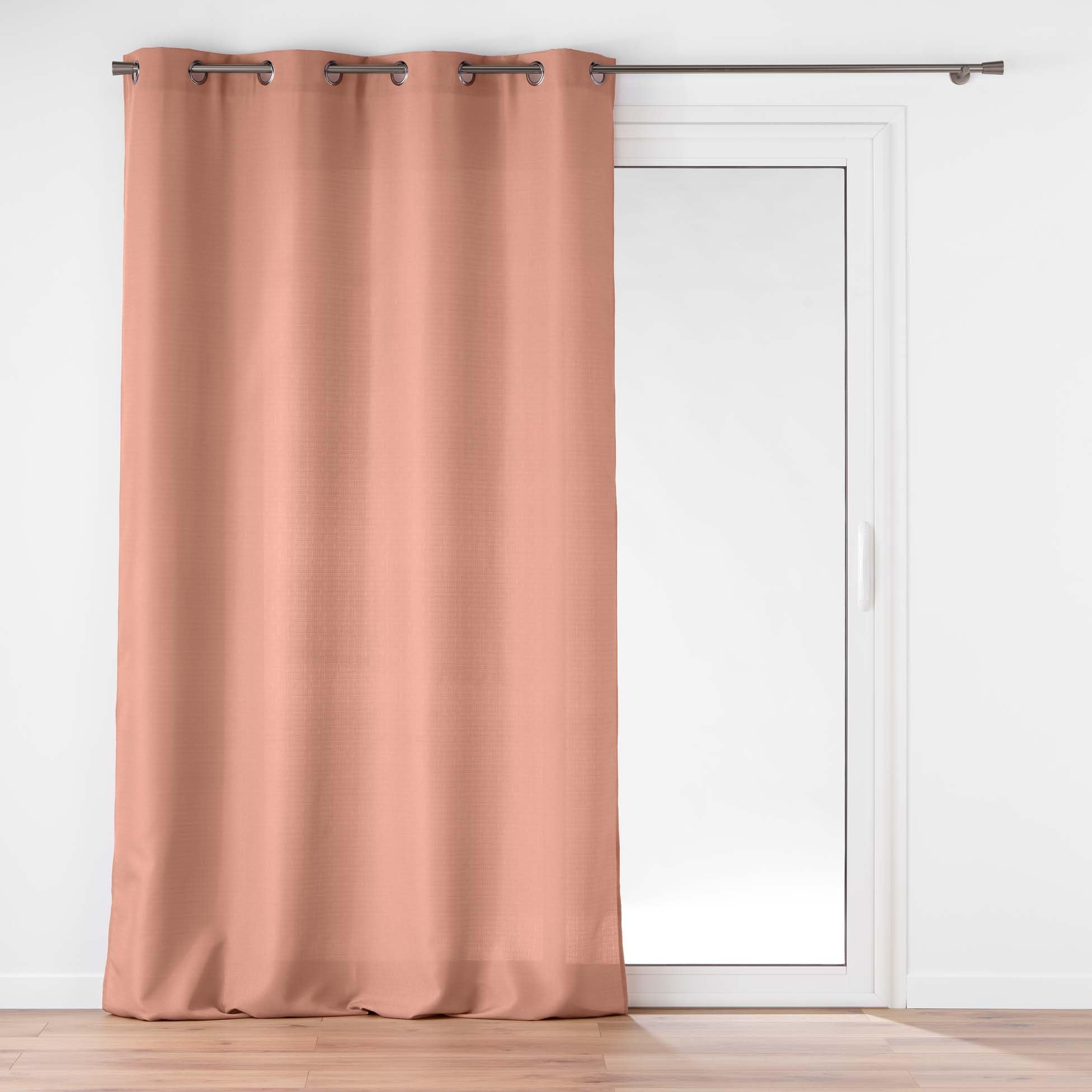 Douceur d'Intérieur, Soline Blush Plain Polyester Eyelet Curtain 140 x 260 cm