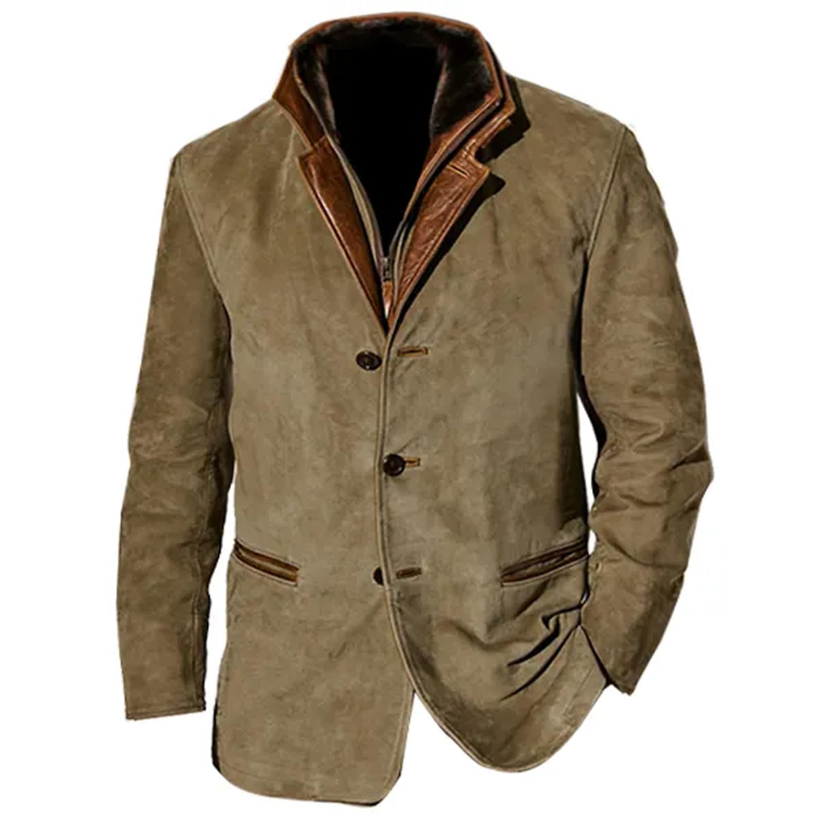 Herren Trachtenjacke Business Übergang Vintage Blazer Jacke Sportlich Herrenjacke Langarm Übergangsjacke mit Knöpfen Herbstmantel Warm Freizeitjacke Männer Arbeitsjacke Trenchcoat Hemdjacke