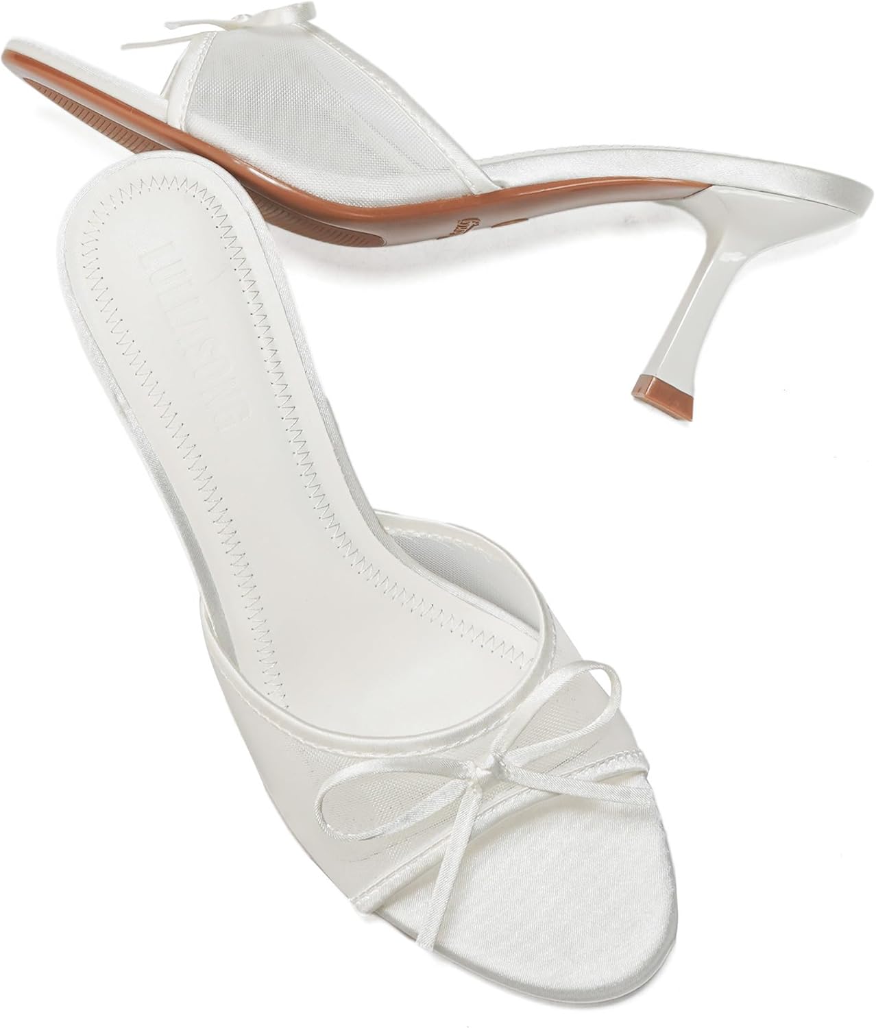 Women's Kitten Heels Open Round Toe Slip On Mesh Heels Mid Heeled Sandals for Women - Image 5