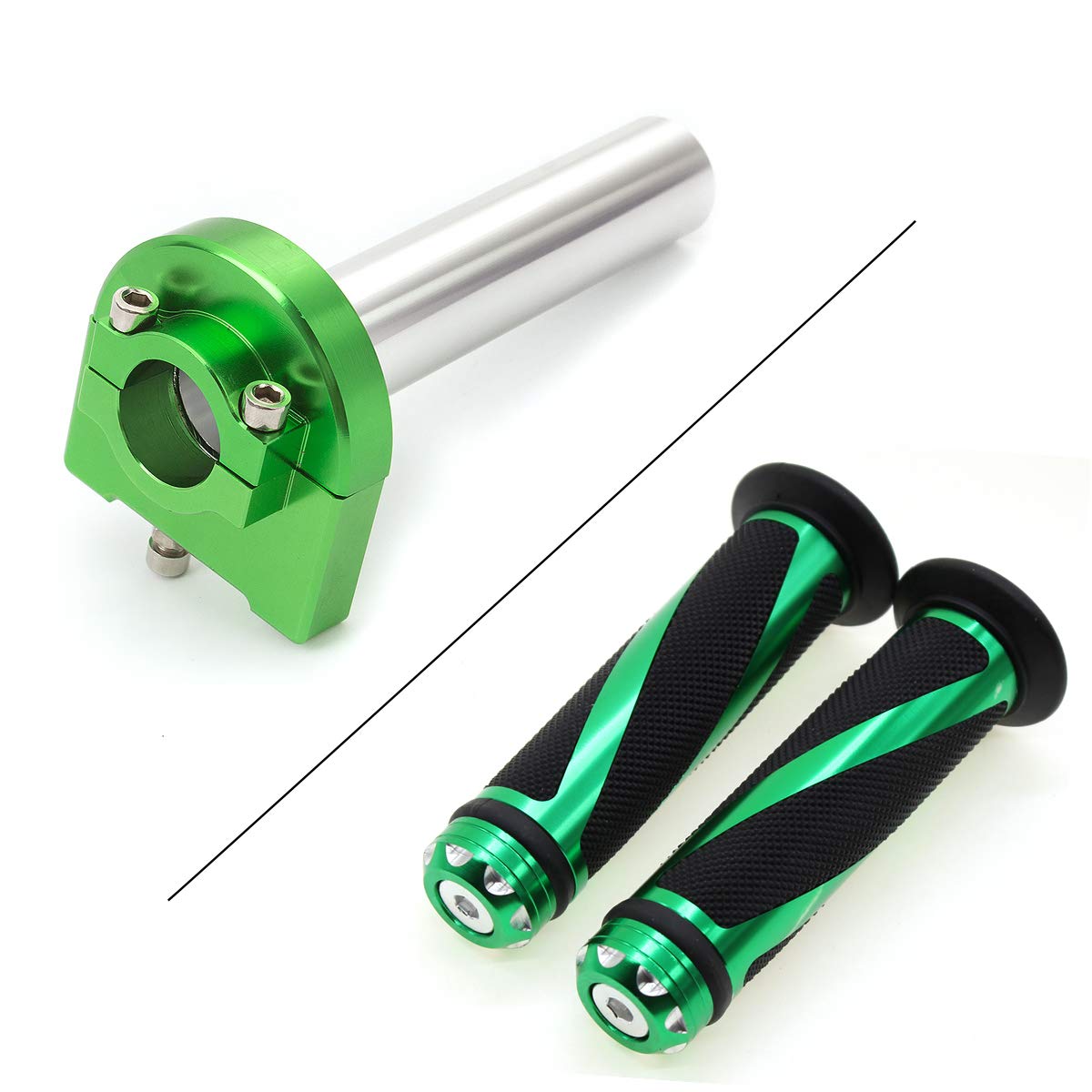 Krace Motorcycle 7/8" Handle bar Hand Grips with Anodized CNC Quick Twist Throttle Tube Motorized Lever Control Fit for Most Scooter Sportbikes ATV for Kawasaki Honda Suzuki Yamaha Ducati