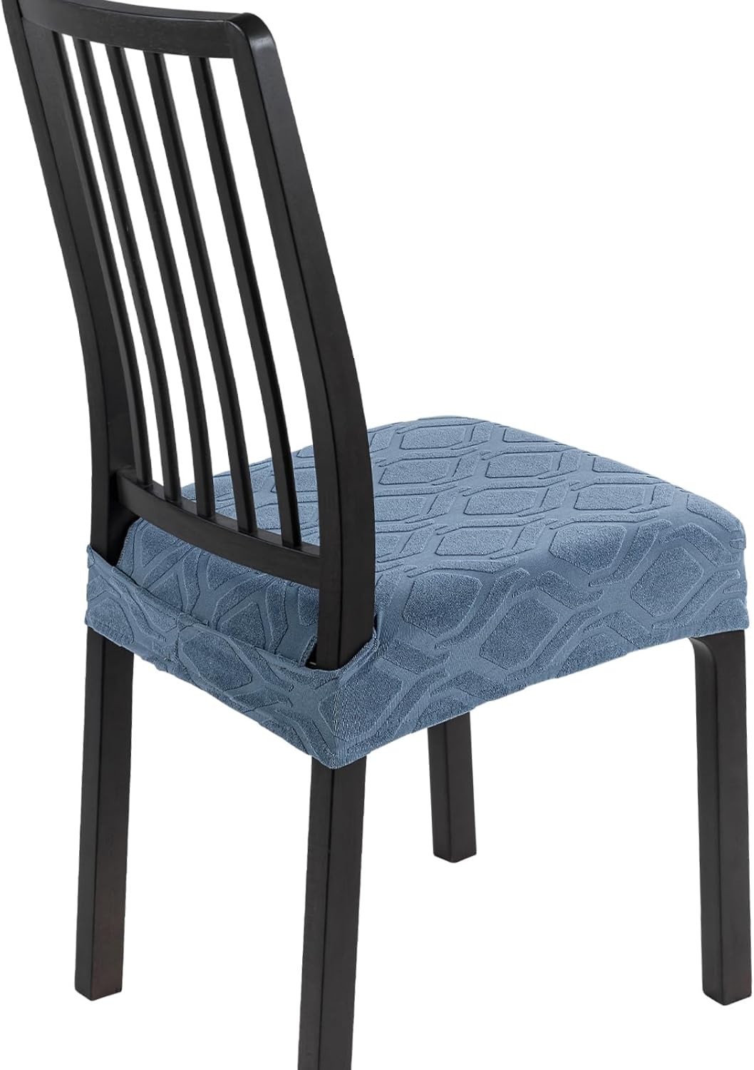SearchI Stretch Dining Chair Seat Covers Set of 4, Soft Removable Washable Seat Covers for Dining Chairs, Dining Room Seat Cover Protector (Rear-Covered, Hexagon Blue) Hexagon Blue 4pcs
