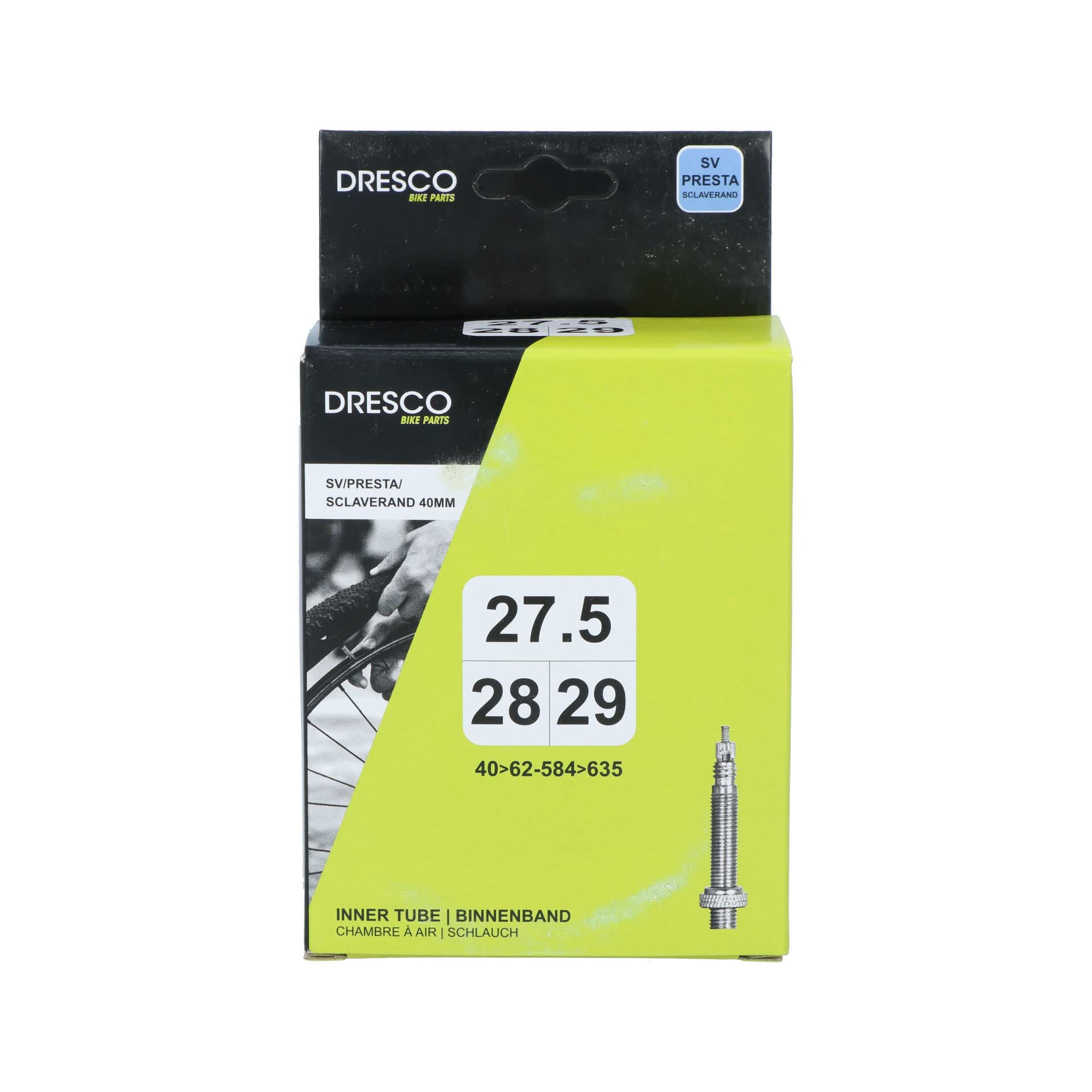Dresco Unisex Adult Inner Tube 27.5/28x1x1/2/29 SV40 mm, Black, One Size