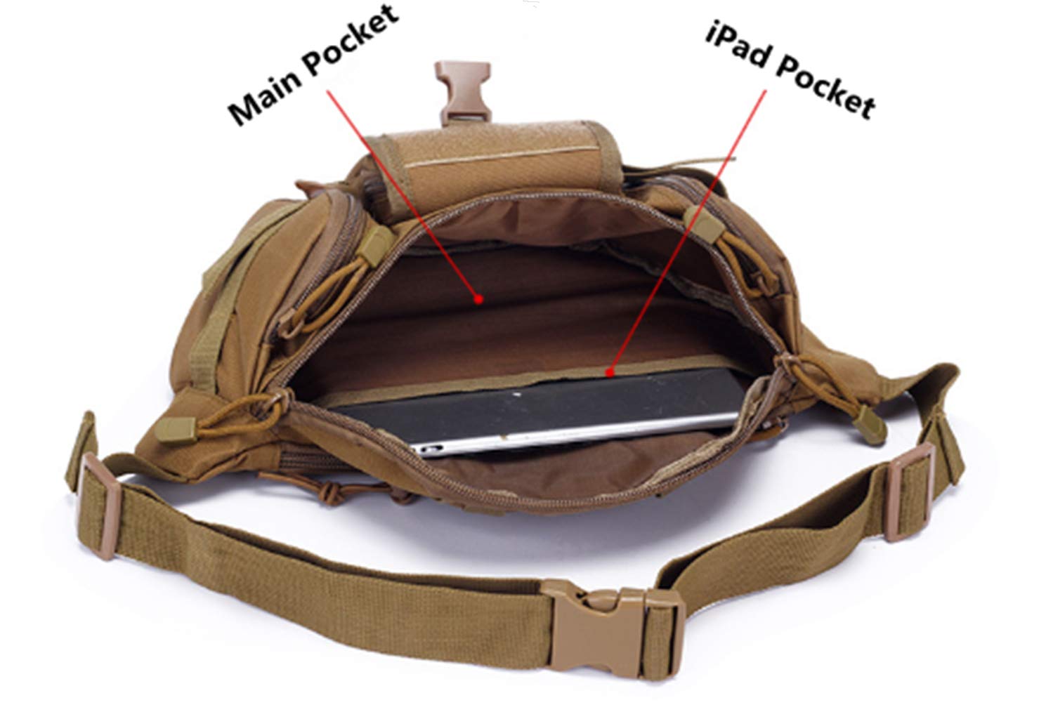 Riñonera táctica Riñonera MOLLE Riñonera Utilidad Hip Belt EDC Pack Bolsa ajustable para exteriores Viajar Camping Caza Correr Ciclismo Pesca Perro Caminar, Negro - 6