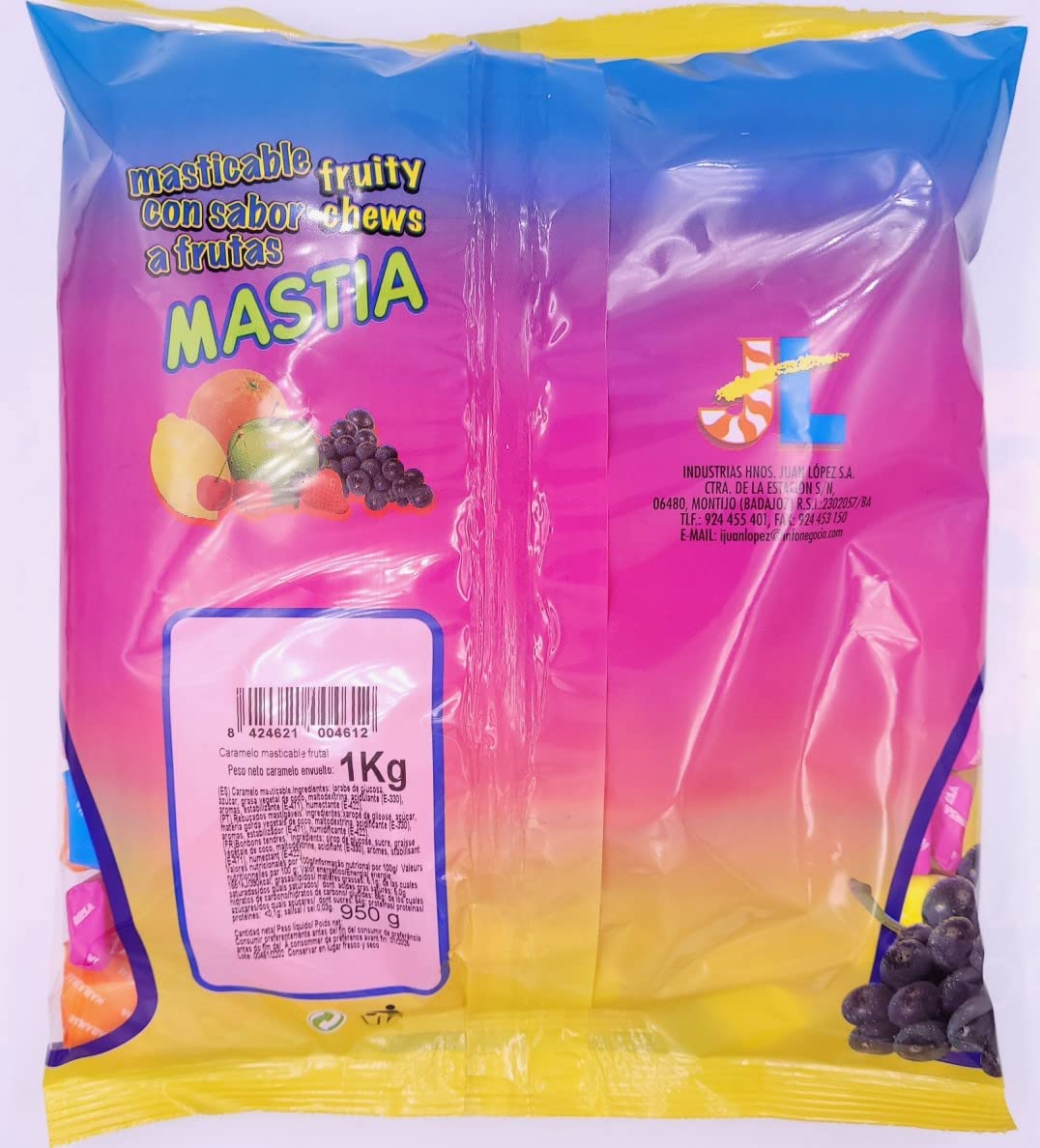 MASTIA CARAMELOS MASTICABLES CON SABOR A FRUTAS 1 KG.