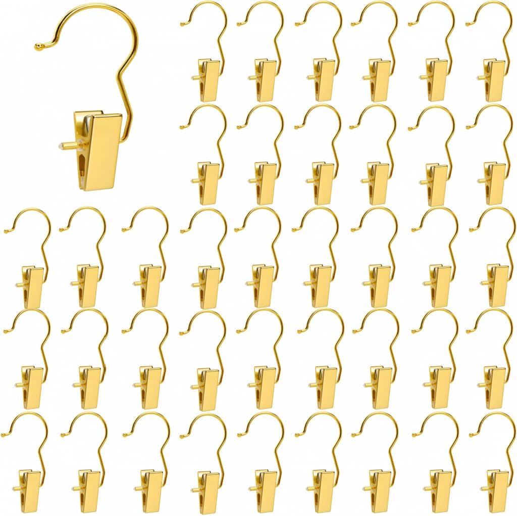 40-Pack Gold Boot Hangers 、 Essential Shoe Clips and Trouser Hangers with Clips 、Durable Jeans Hooks for Hanging Boots, Skirts, Bras, and Socks - Home, Dorm, and Travel Closet Organization