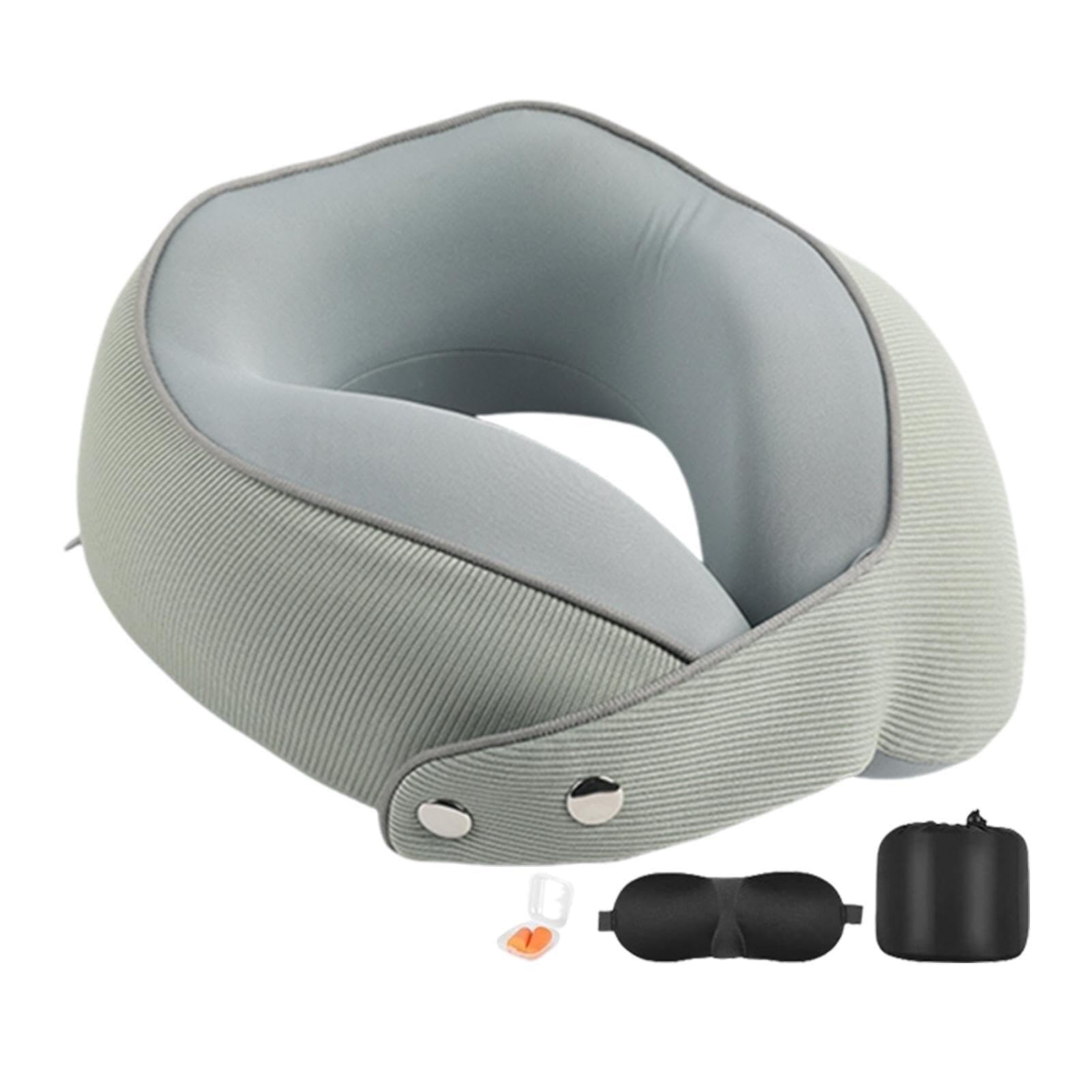 Poduszka Podróżna Poduszka Podróżna Z Pianki Memory Foam, Regulowana, W Kształcie Litery U, Do Samolotu I Samochodu Poduszka na Kark(Grün)