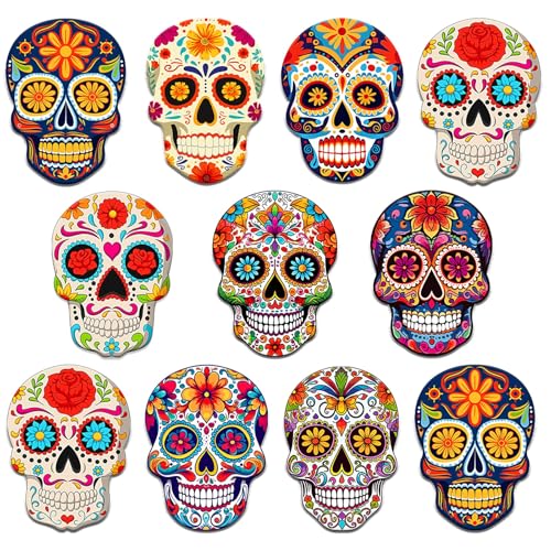 36 PCS Day of The Dead Acrylic Brooch, Sugar Skull Label Pins Dia De Los Muertos Flower Skull Holiday Brooch Pins for Clothes Backpack Jewelry Hat Jacket Decoration